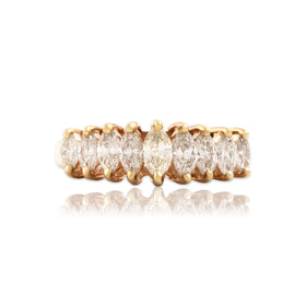Vintage 14k Yellow Gold 1cttw Diamond Stunning Marquise Line Ring 5.75
