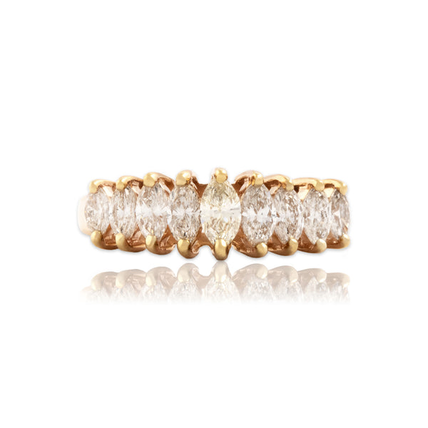 Vintage 14k Yellow Gold 1cttw Diamond Stunning Marquise Line Ring 5.75