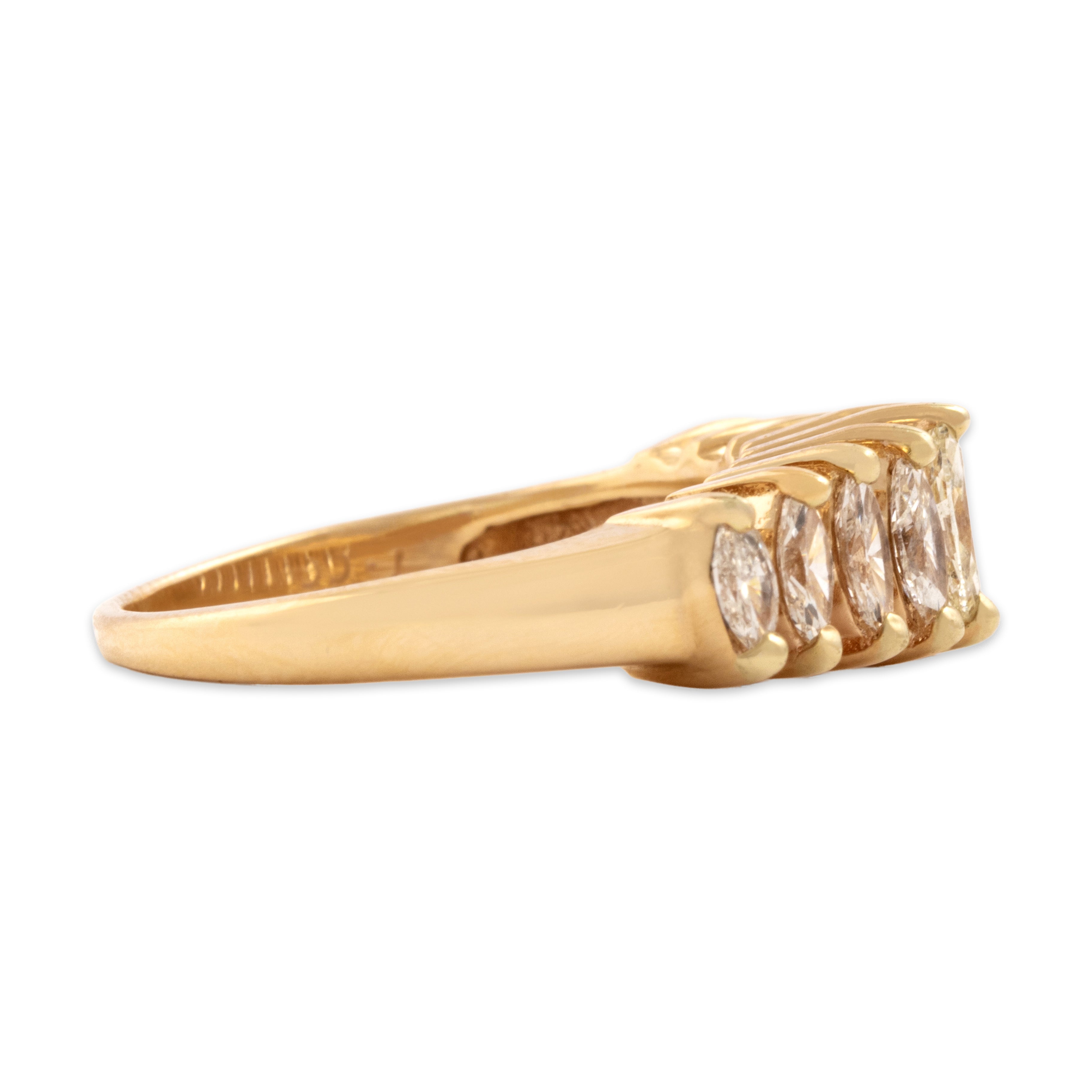 Vintage 14k Yellow Gold [Custom Carat] Stunning Marquise Line Ring - Side view