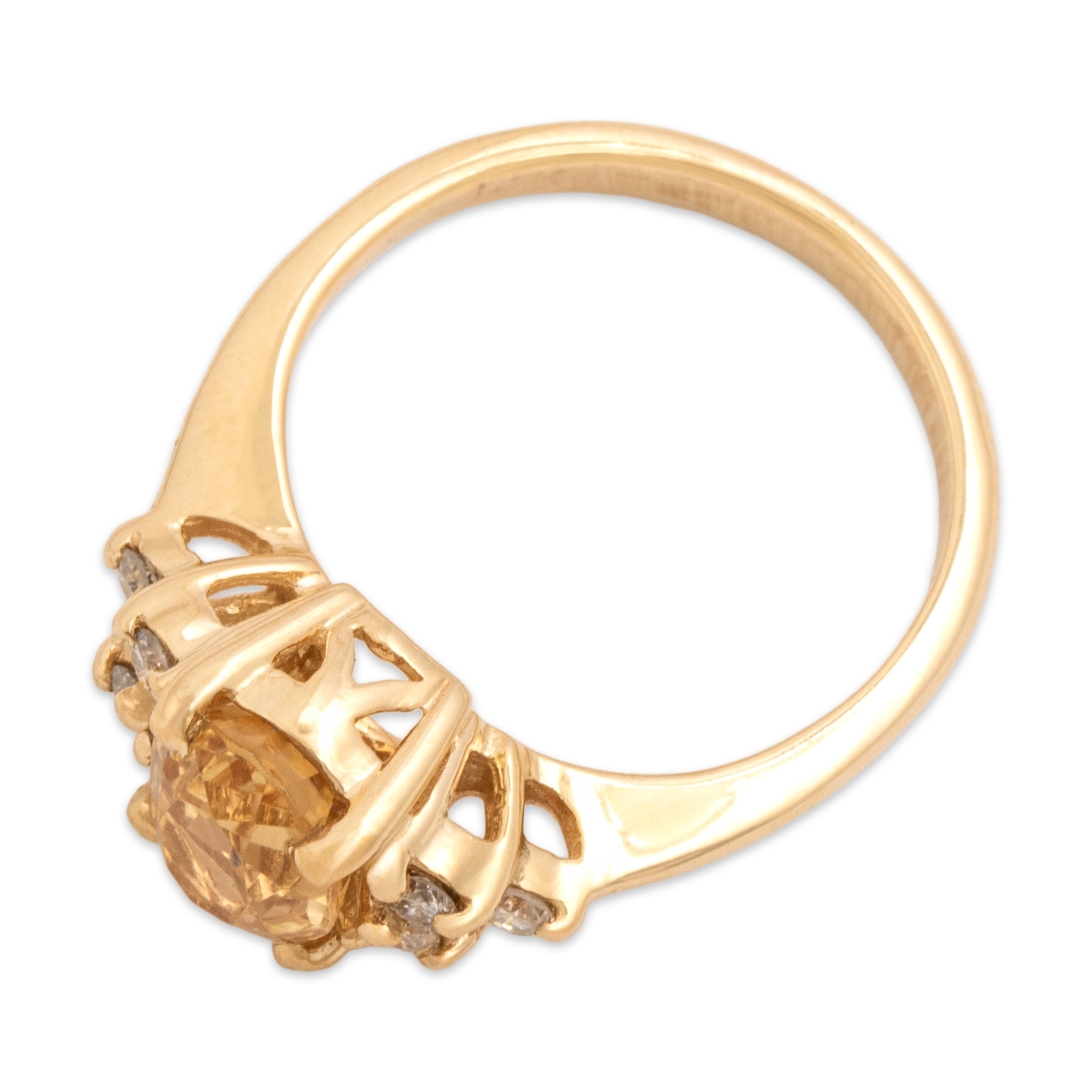 Vintage 14k Yellow Gold 1.66ct Yellow Topaz Diamond Sunshine Cluster Ring - Overall view