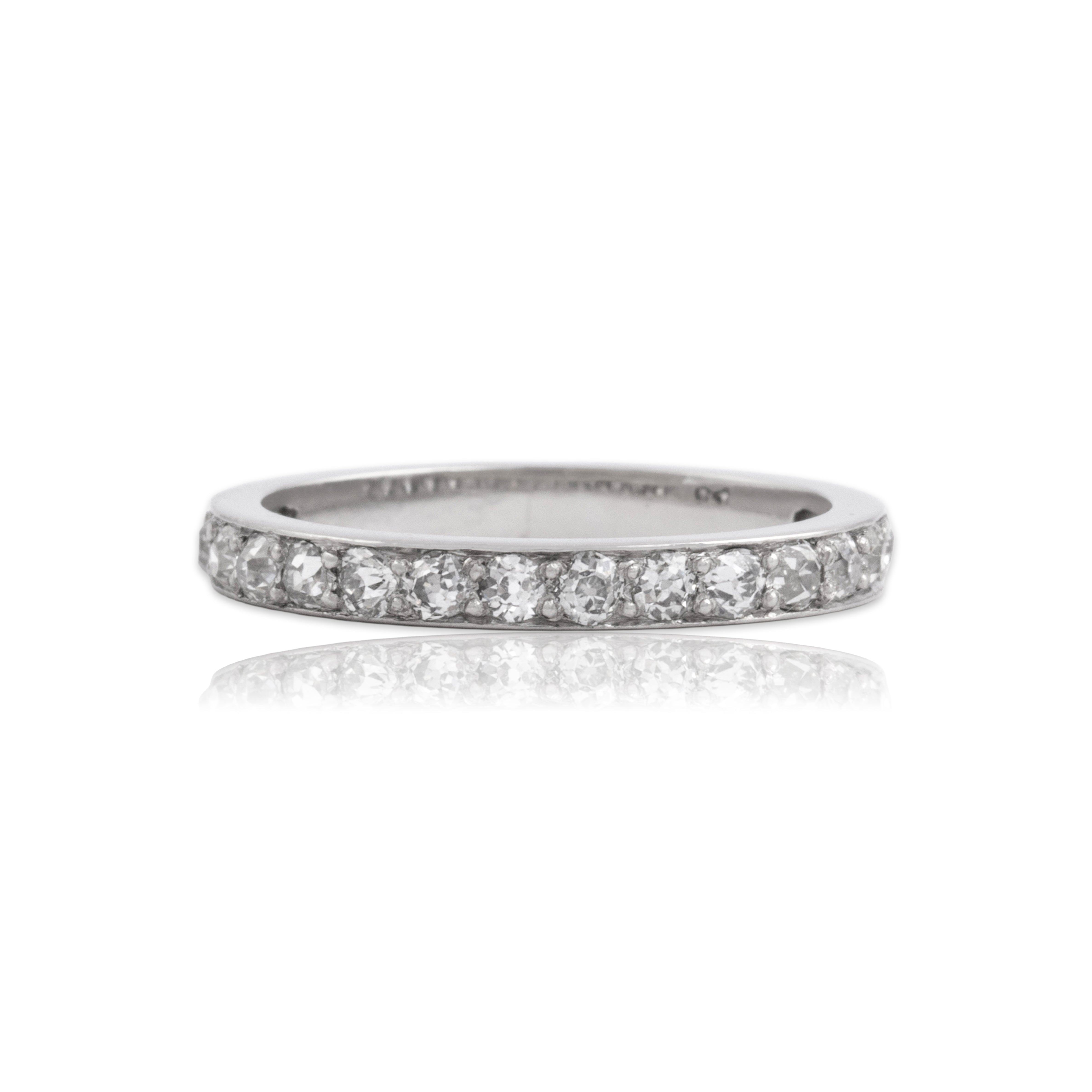 Antique Art Deco 14k White Gold .52cttw Old Mine Cut Diamond Blossom Band Ring 7.00
