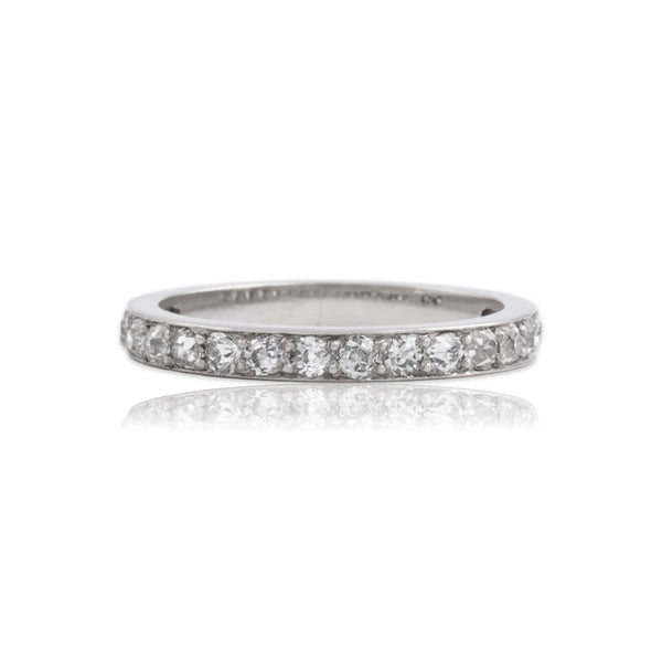Antique Art Deco 14k White Gold .52cttw Old Mine Cut Diamond Blossom Band Ring 7.00