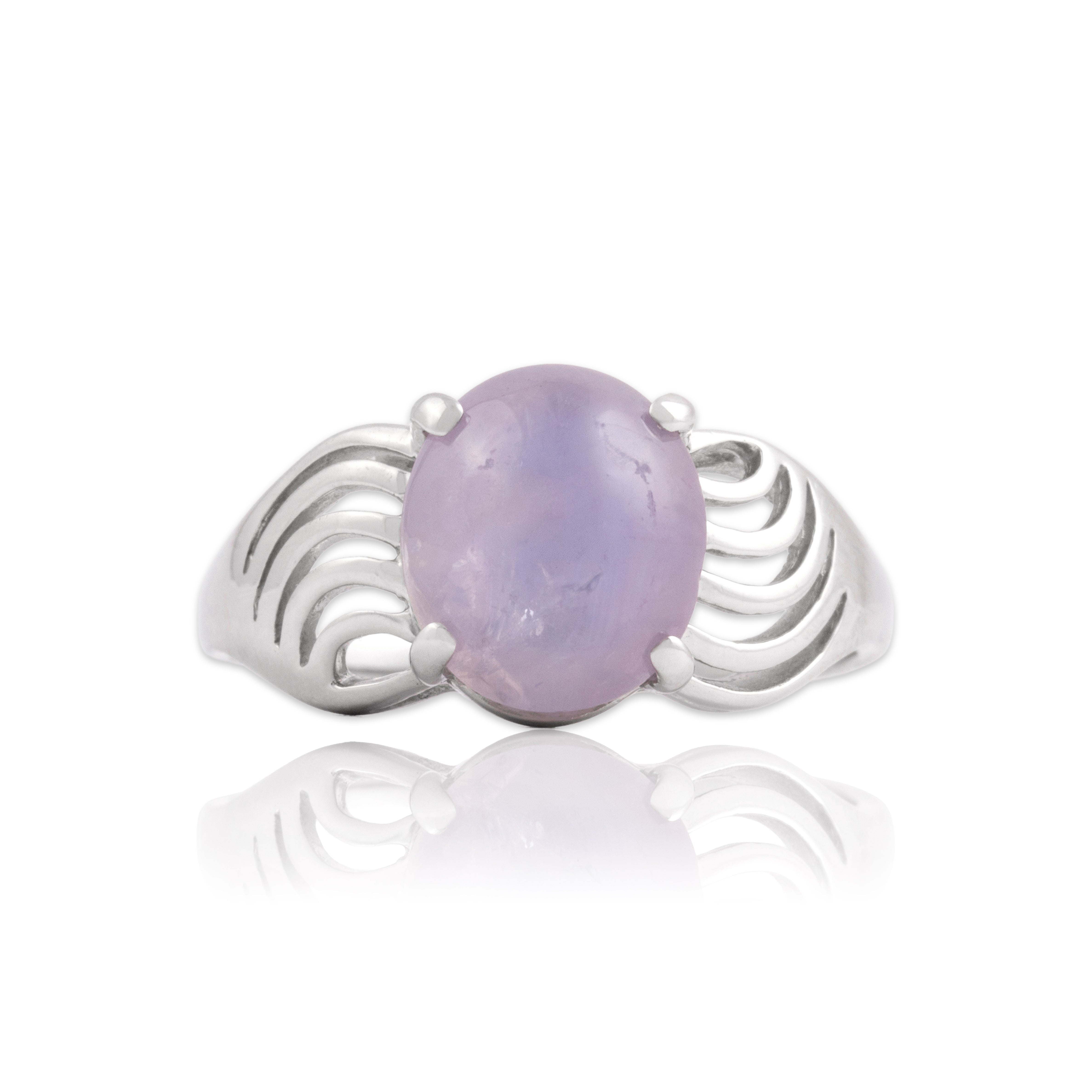 Vintage 14k White Gold 9.46ct Lavender Star Sapphire Glowing Cabochon Ring 10.00