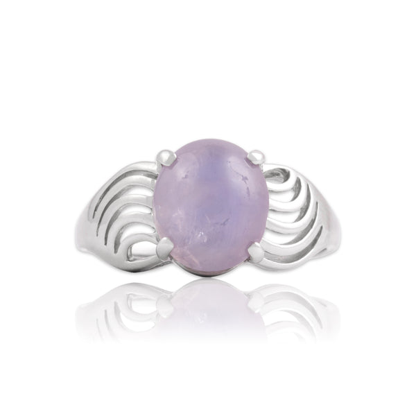 Vintage 14k White Gold 9.46ct Lavender Star Sapphire Glowing Cabochon Ring 10.00