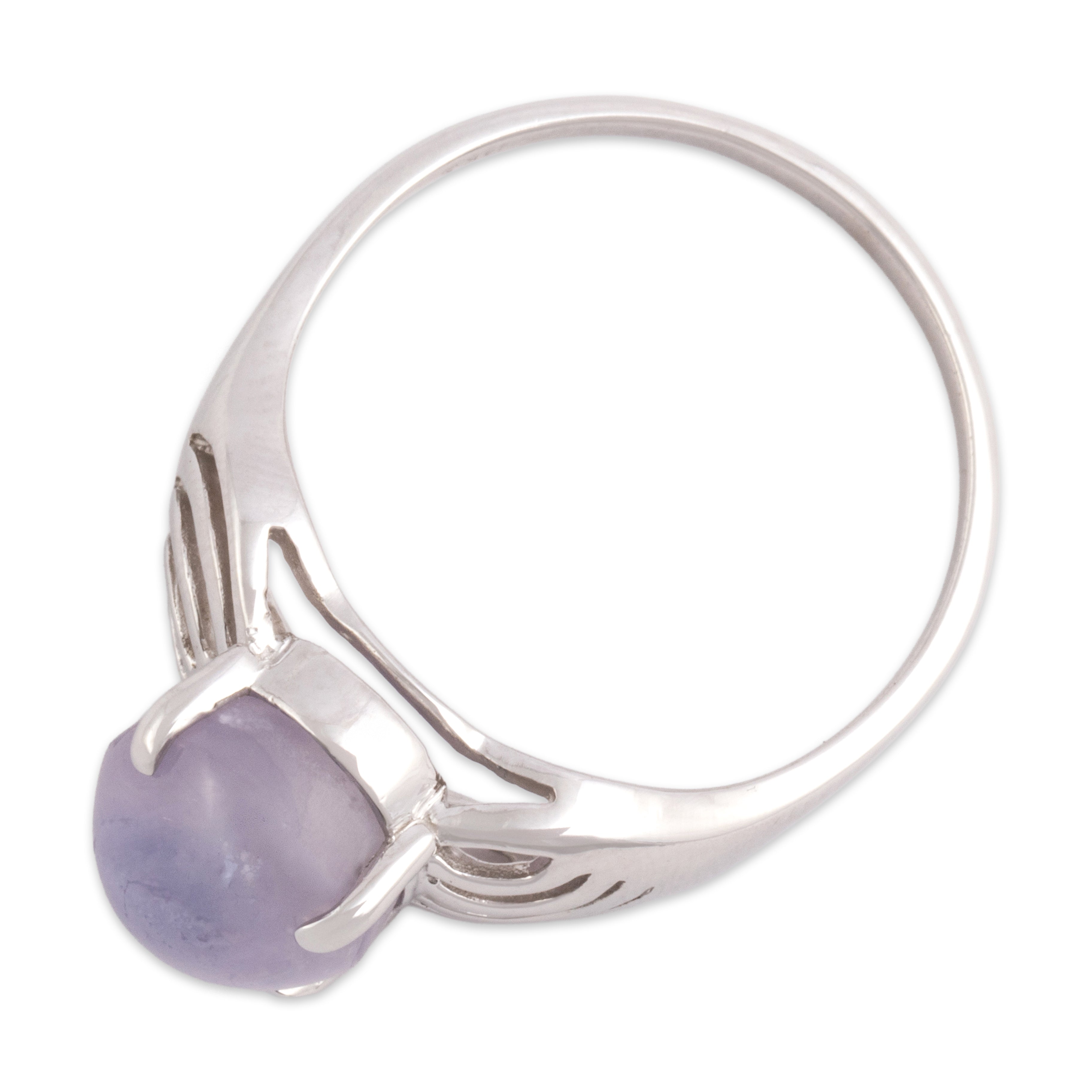 Vintage 14k White Gold 9.46ct Lavender Star Sapphire Glowing Swirling Solitaire Cabochon Ring - Overall view