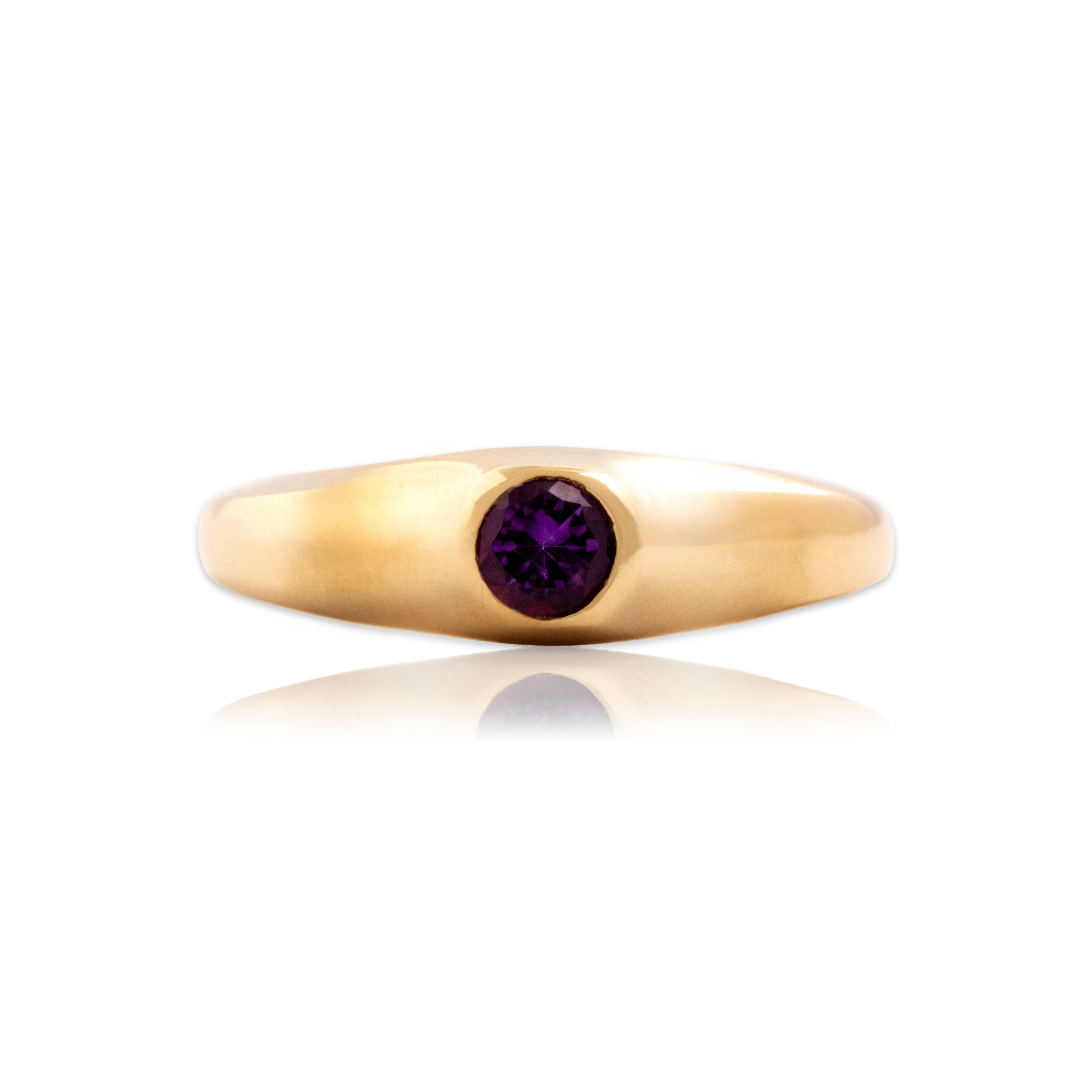 Vintage 14k Yellow Gold Amethyst Swooping Modern Solitaire Ring 6.00