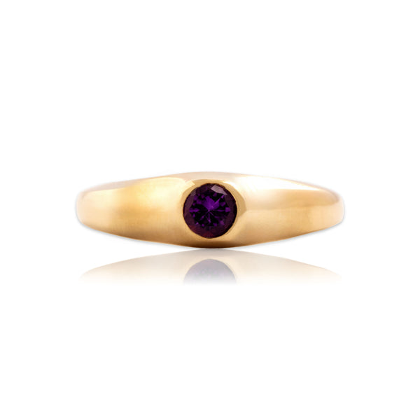 Vintage 14k Yellow Gold Amethyst Swooping Modern Solitaire Ring 6.00