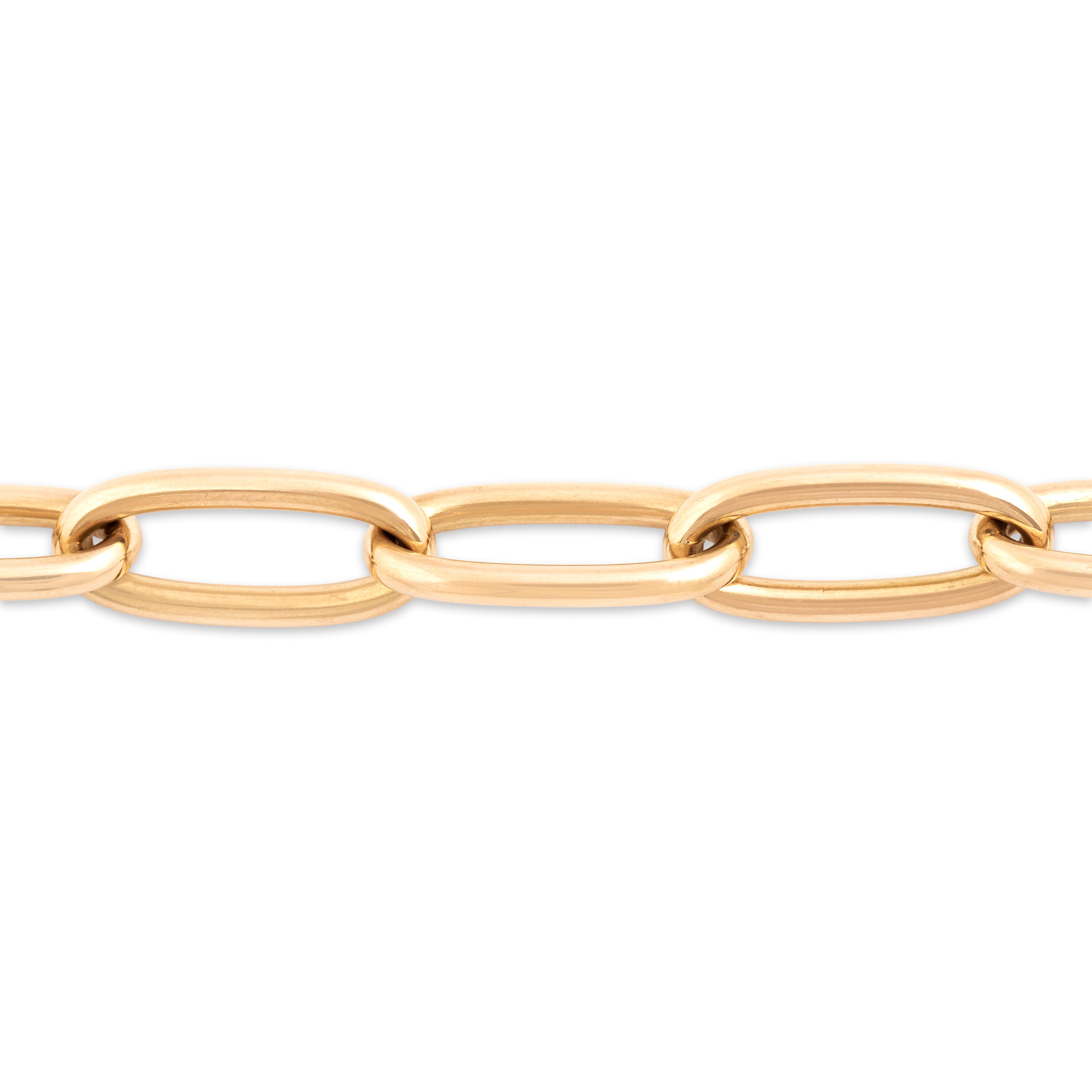 Vintage Italian 14k Yellow Gold Chic Chunky Elongated Oval Link Bracelet - detail view #1