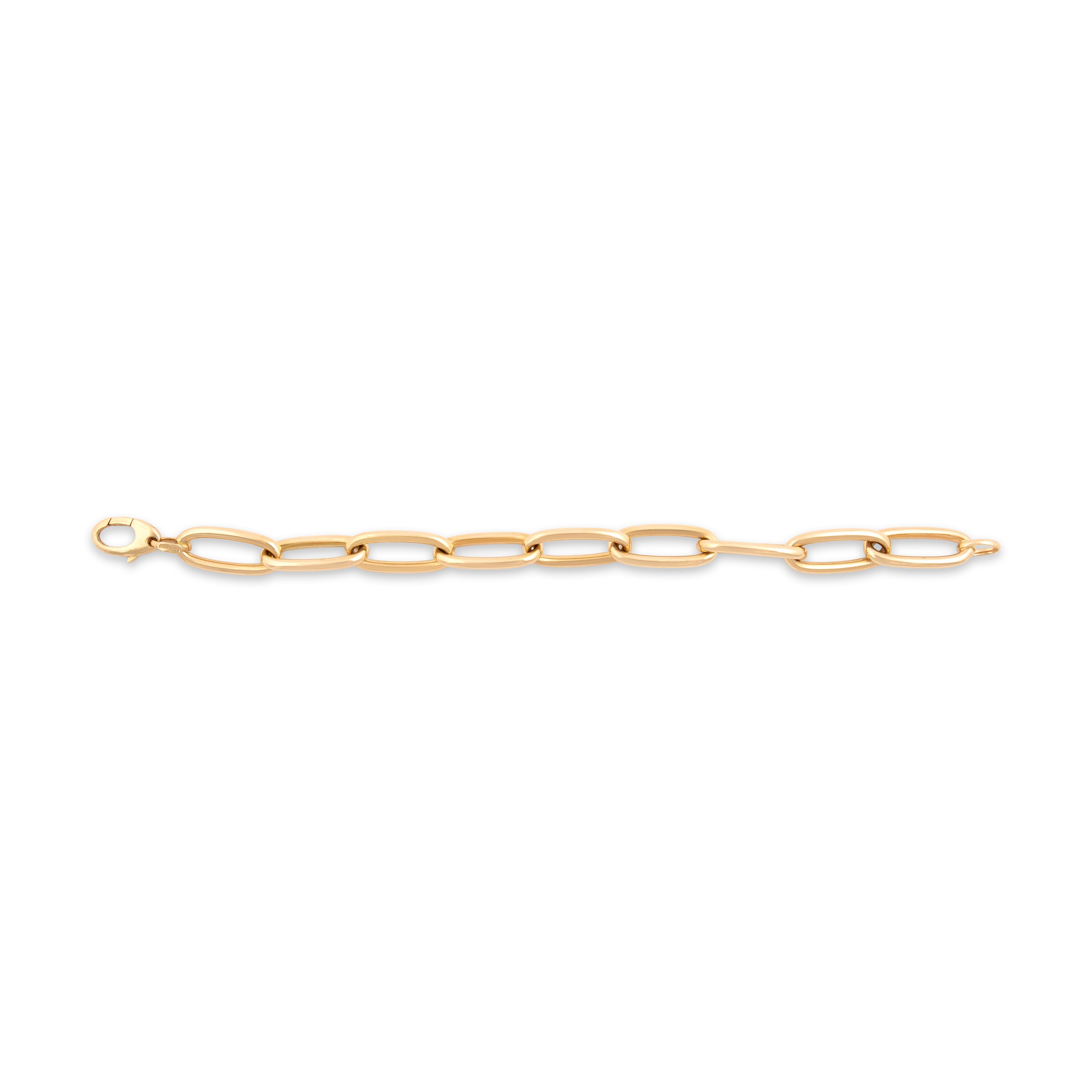 Vintage Italian 14k Yellow Gold Chic Chunky Elongated Oval Link Bracelet - Overall view