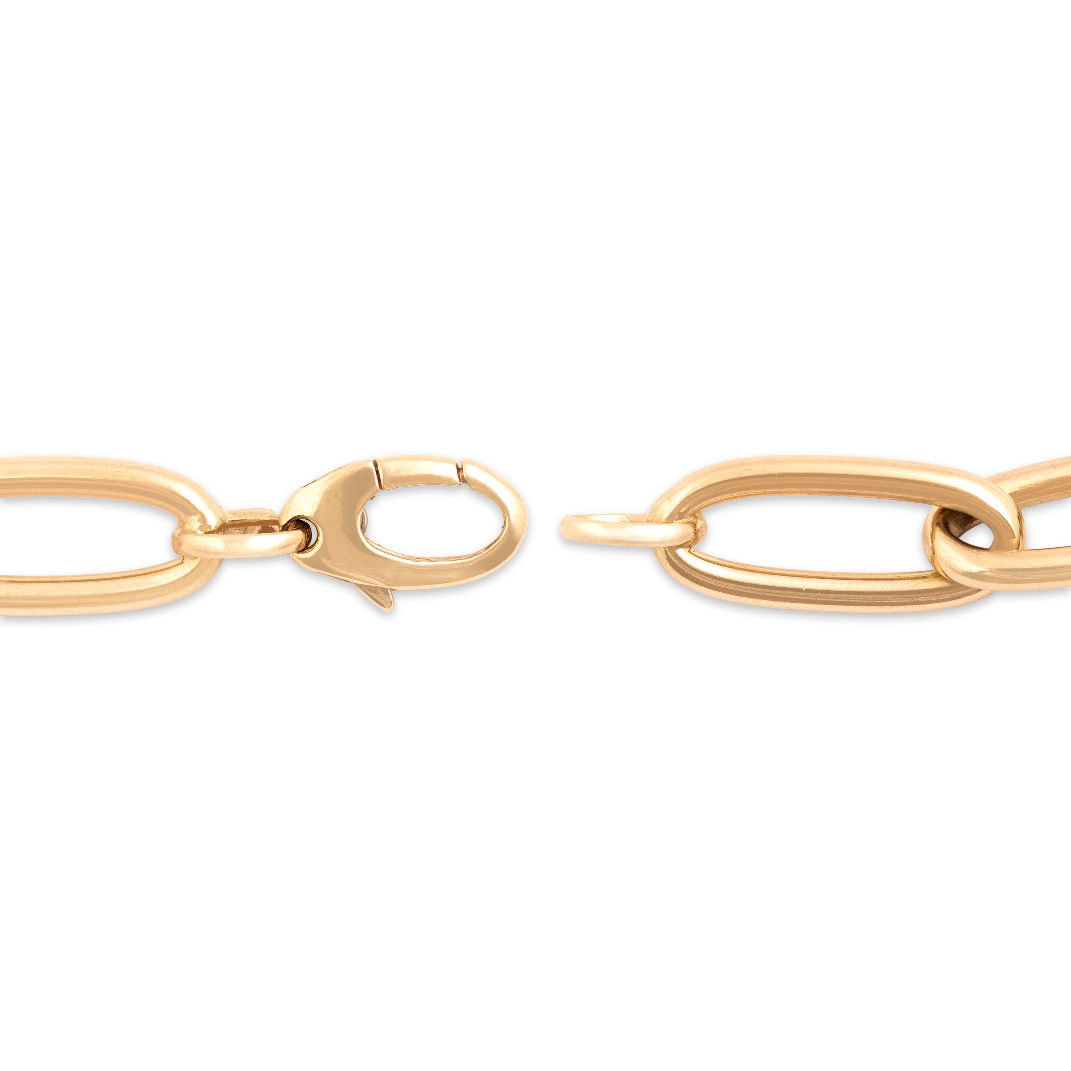 Vintage Italian 14k Yellow Gold Chic Chunky Elongated Oval Link Bracelet - clasp view