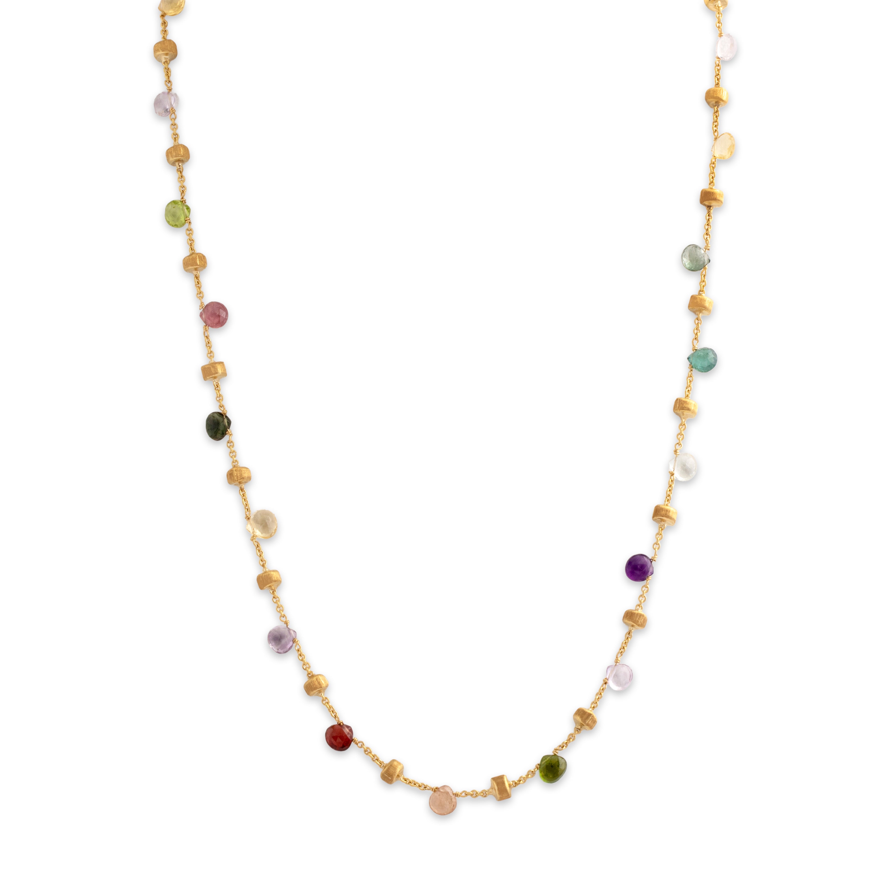 Estate Italian 18k Yellow Gold Multi-Color Multi-Stone Playful Summertime Briolette Necklace - detail view #1