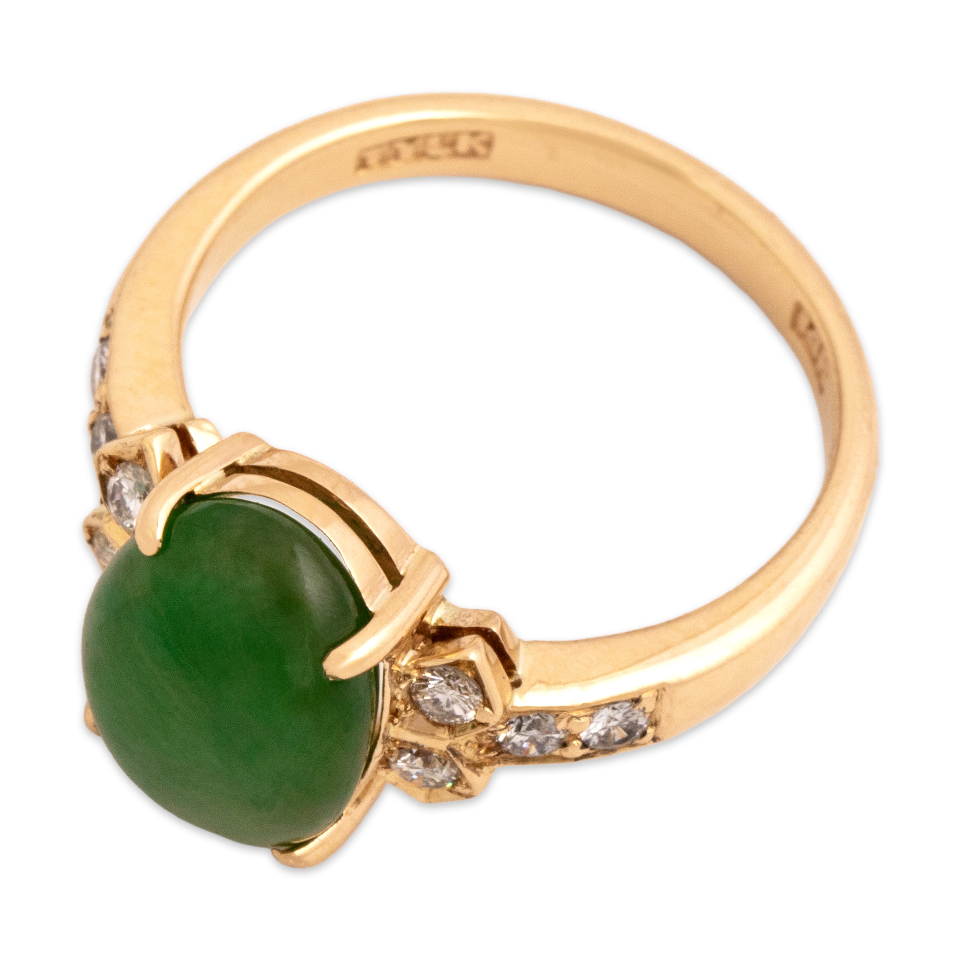 Vintage 14k Yellow Gold 3.53ct Jade Diamond Bright Glittering Shoulder Ring - Overall view