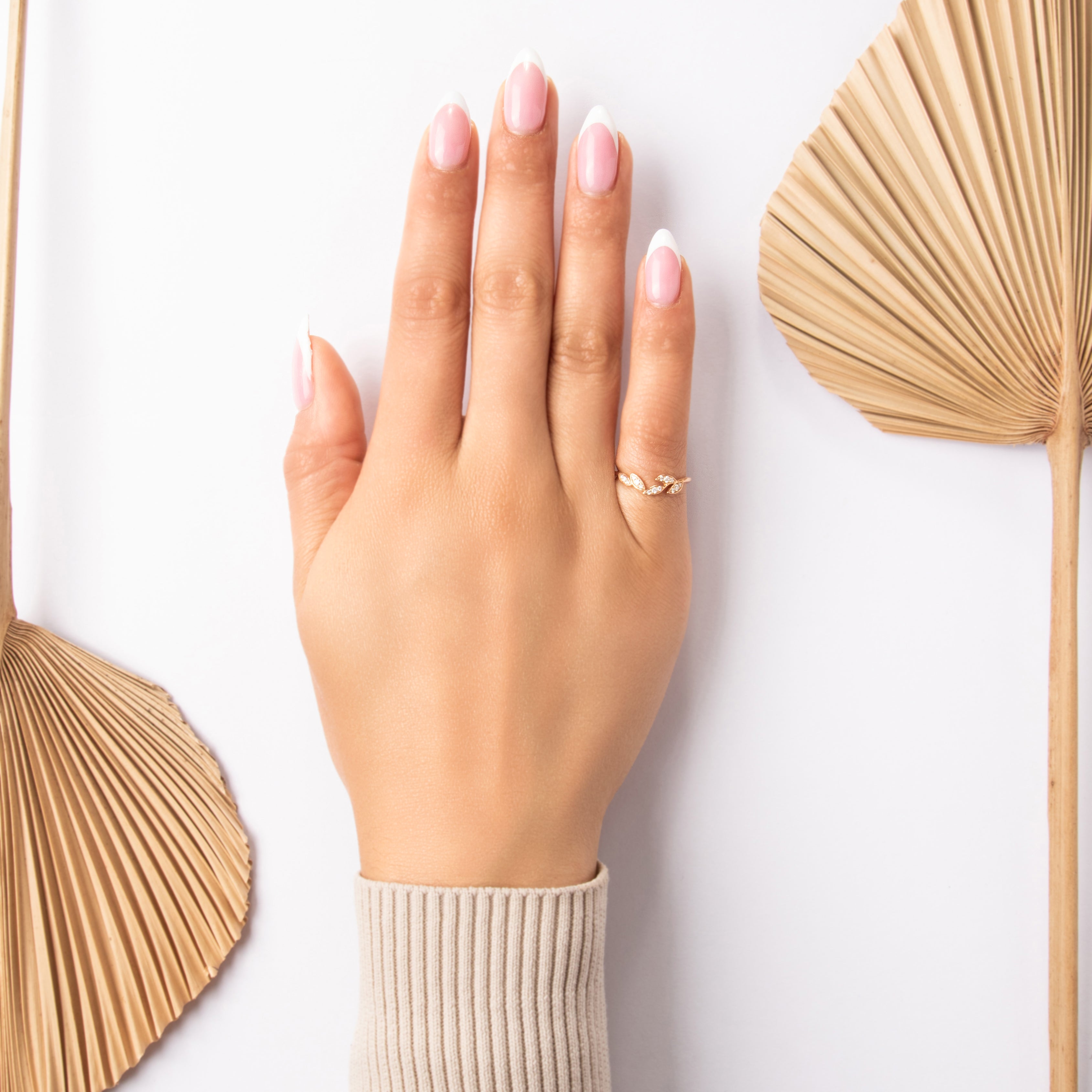 Estate 18k Rose Gold [Custom Carat] Laurel Swoop Band Ring - On model view