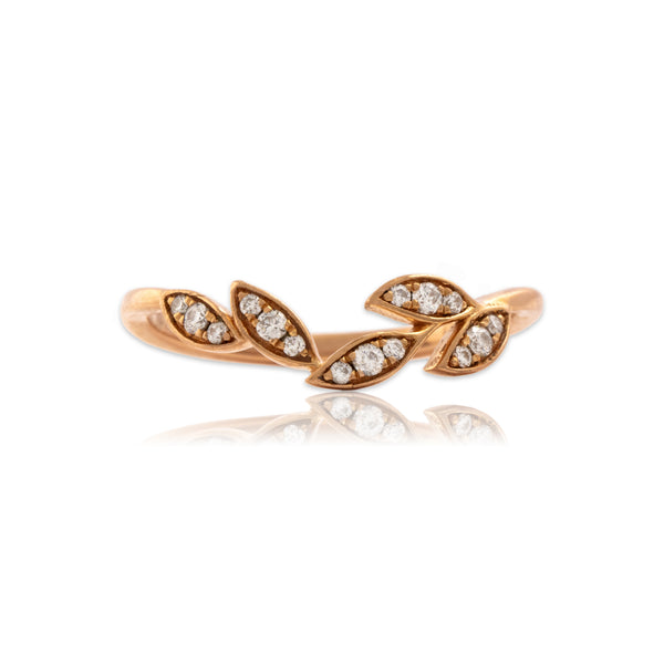 Estate 18k Rose Gold Diamond Delicate Laurel Band Ring 5.50