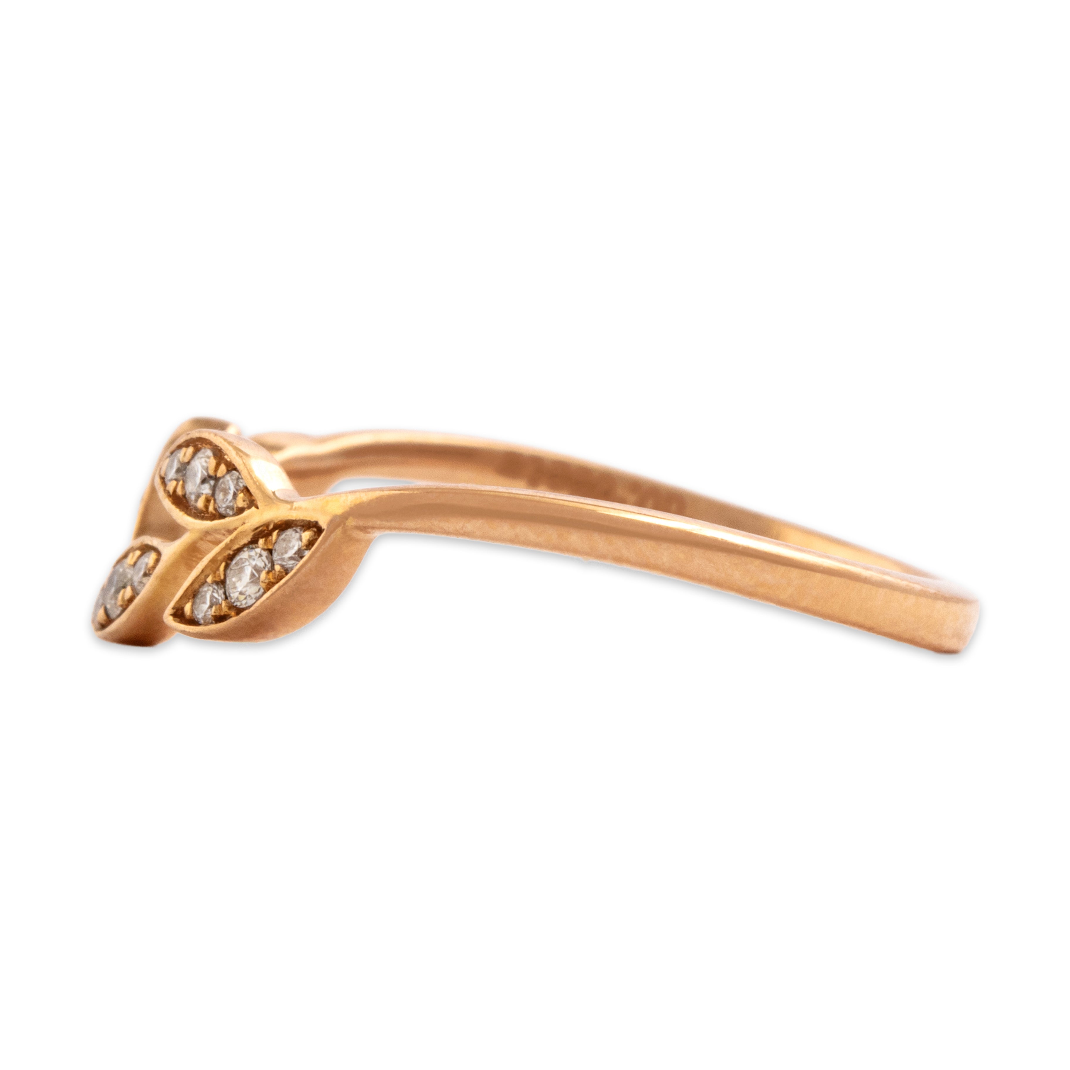Estate 18k Rose Gold [Custom Carat] Laurel Swoop Band Ring - Side view