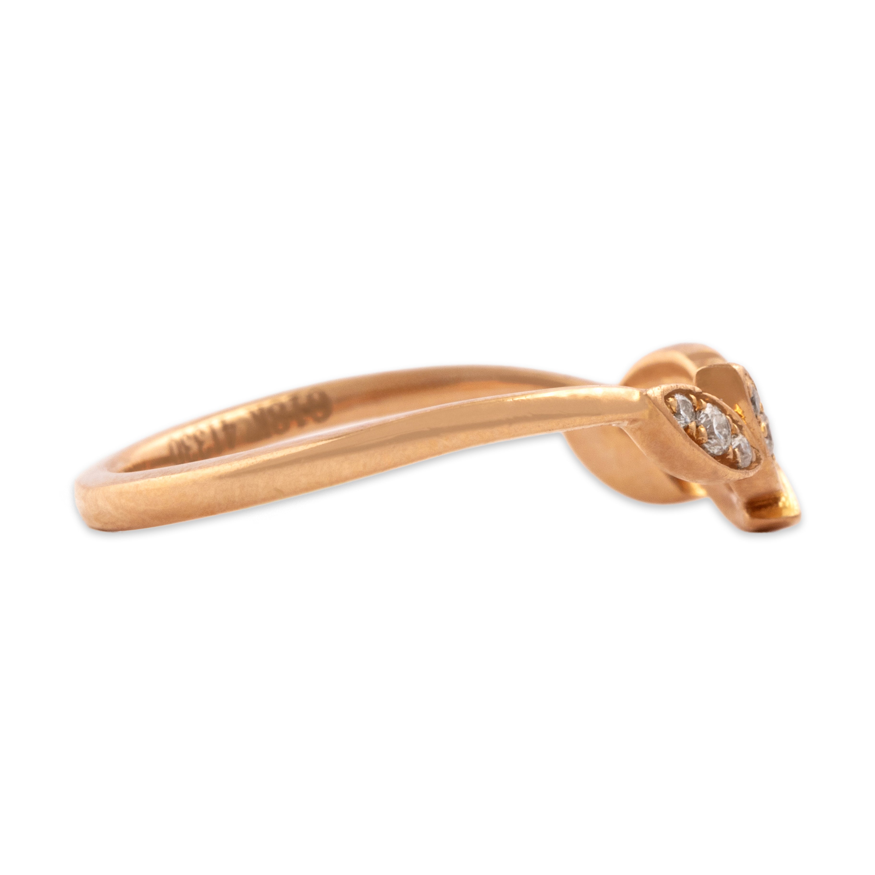 Estate 18k Rose Gold [Custom Carat] Laurel Swoop Band Ring - Side view
