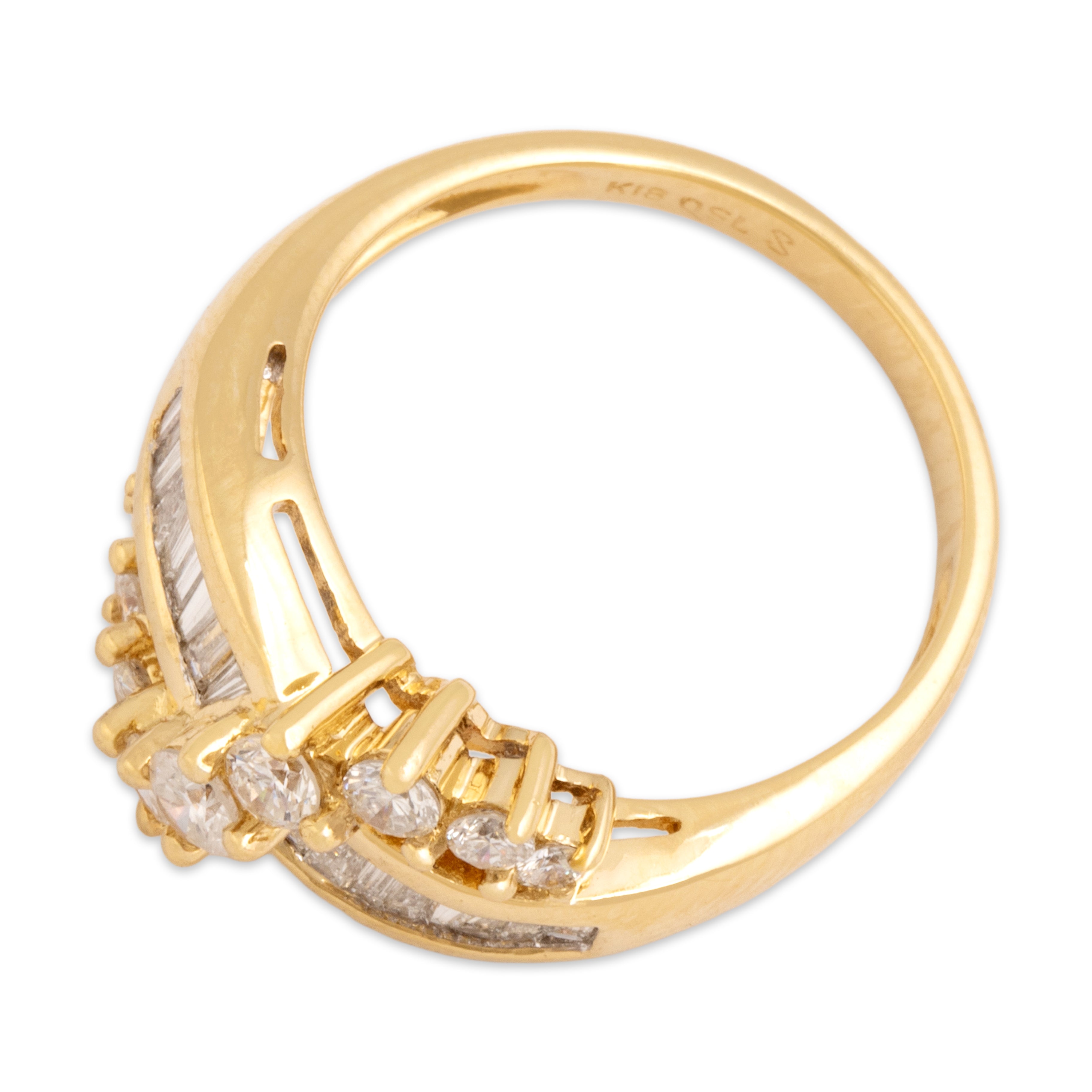 Vintage 18k Yellow Gold .66cttw Diamond Stunning Mixed-Cut Channel Swirl Ring - Overall view