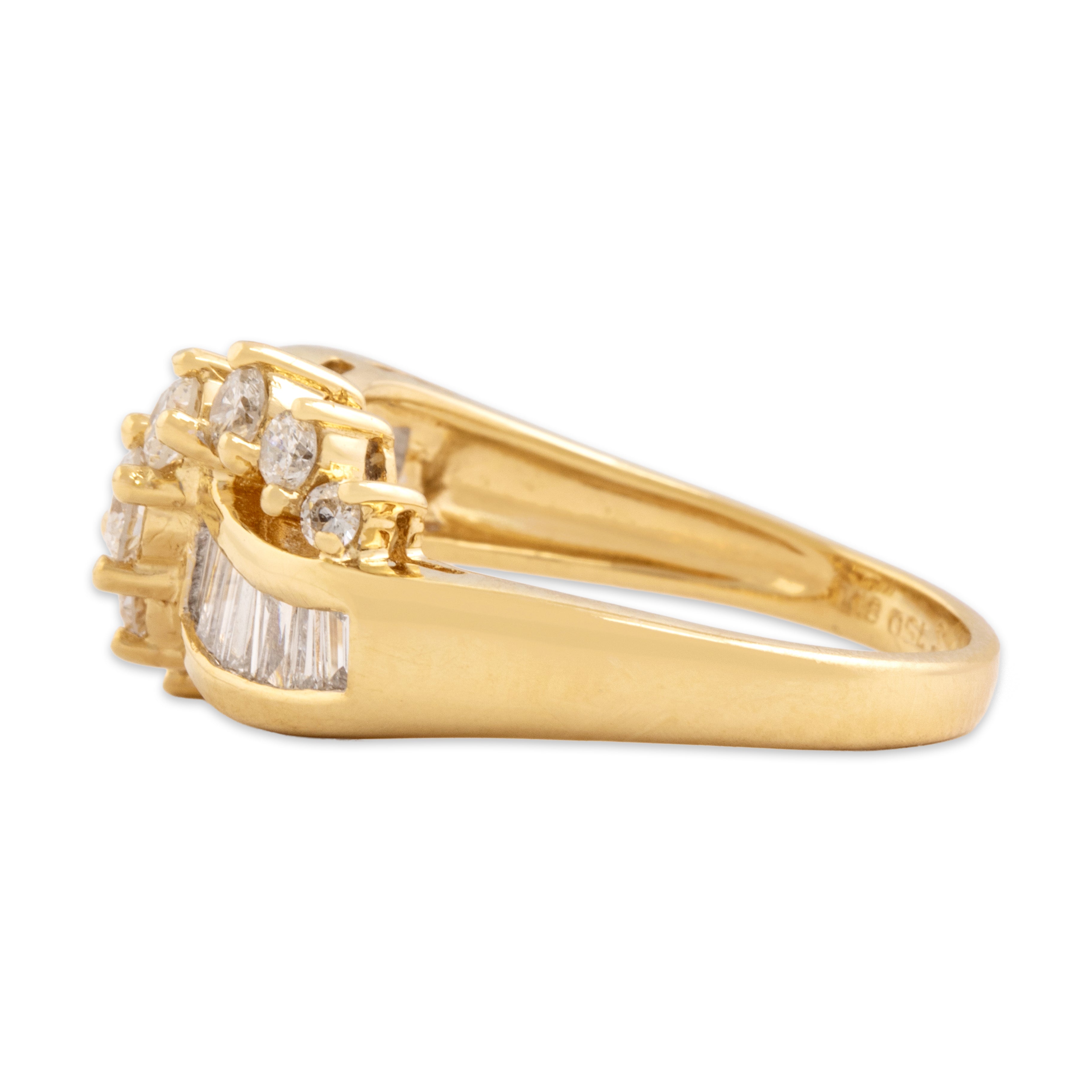 Vintage 18k Yellow Gold .66cttw Diamond Stunning Mixed-Cut Channel Swirl Ring - Side view