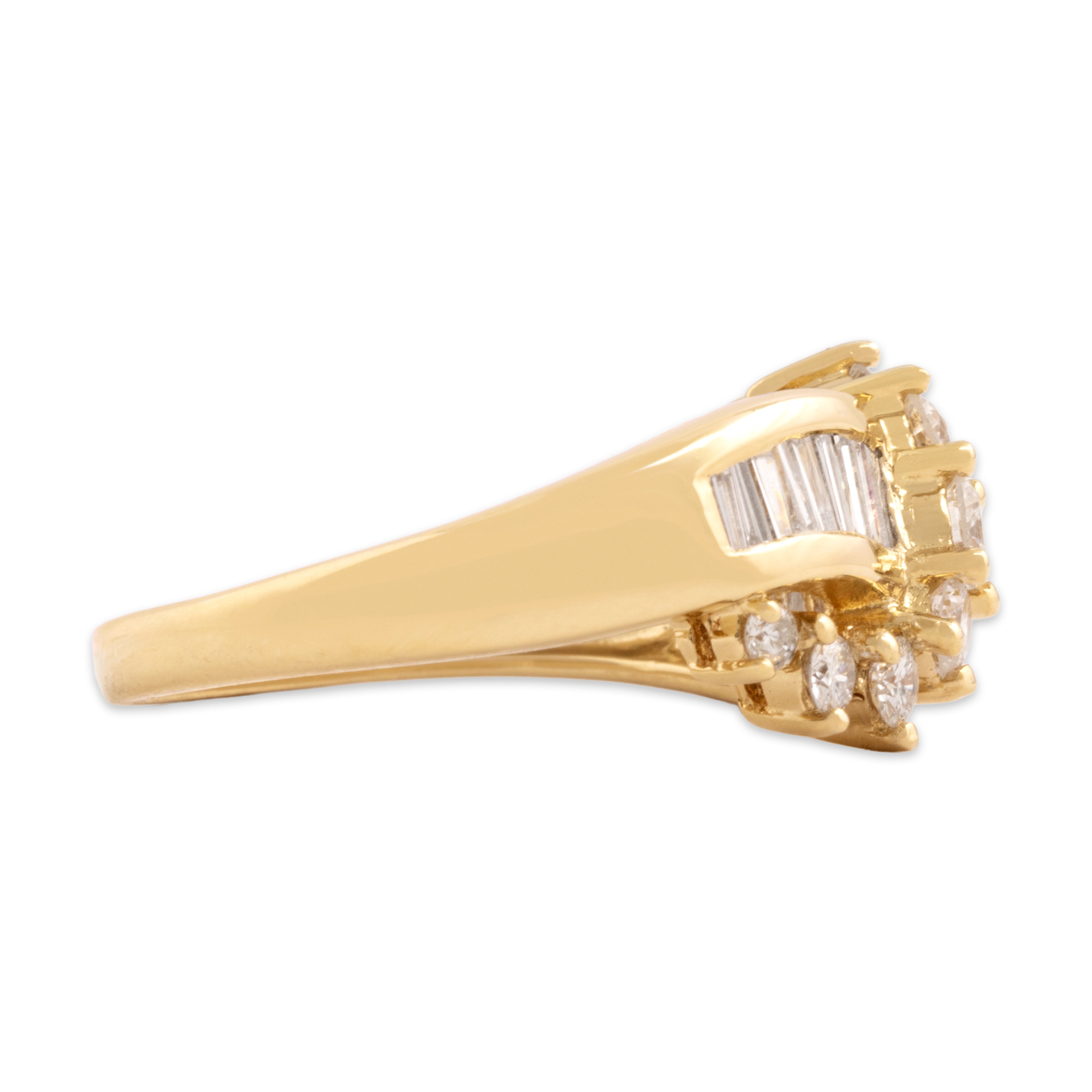 Vintage 18k Yellow Gold .66cttw Diamond Stunning Mixed-Cut Channel Swirl Ring - Side view