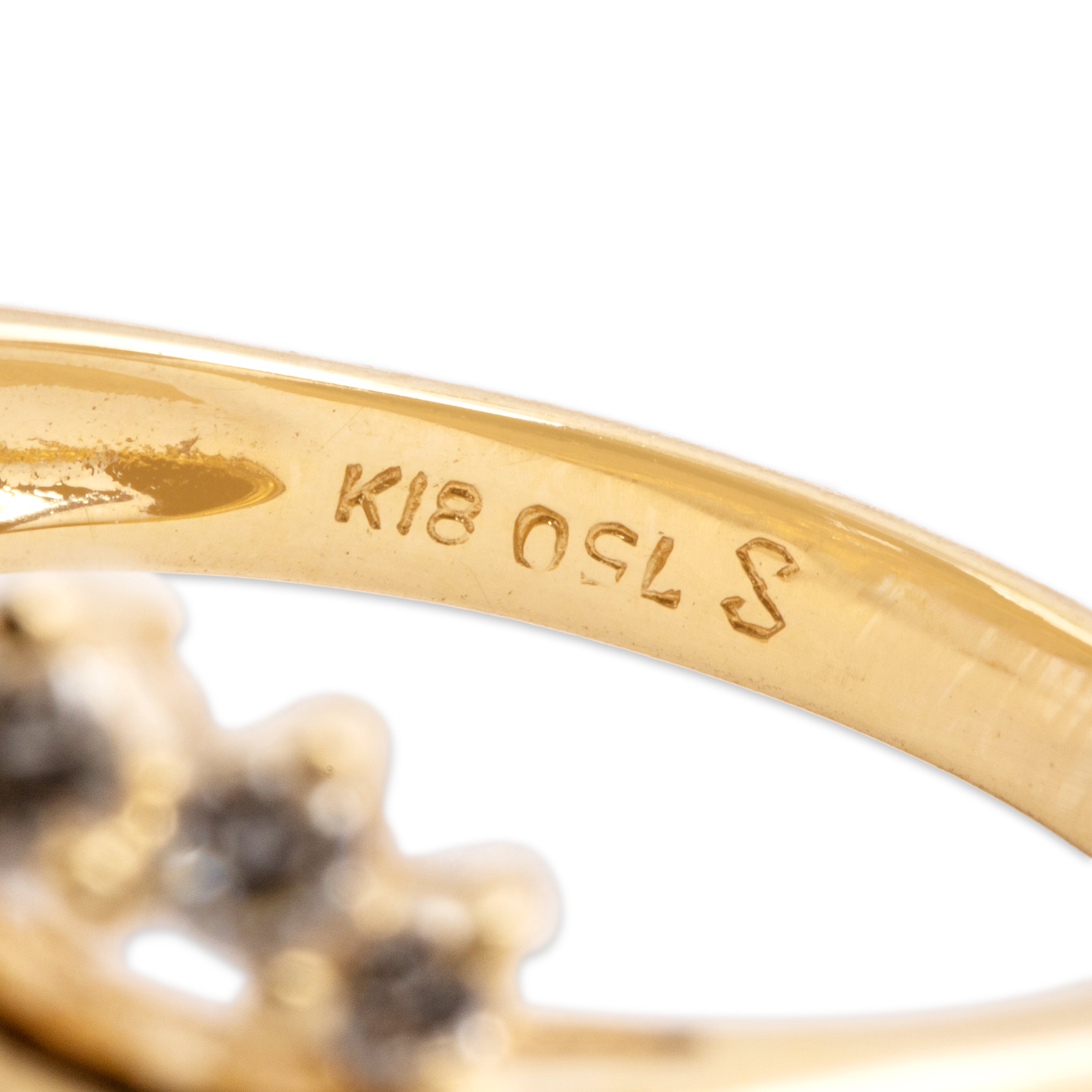 Vintage 18k Yellow Gold .66cttw Diamond Stunning Mixed-Cut Channel Swirl Ring - Hallmark view