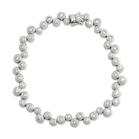 Vintage Heavy 18k White Gold 3.51cttw Diamond Bubble Bezel Tennis Bracelet 7.25"
