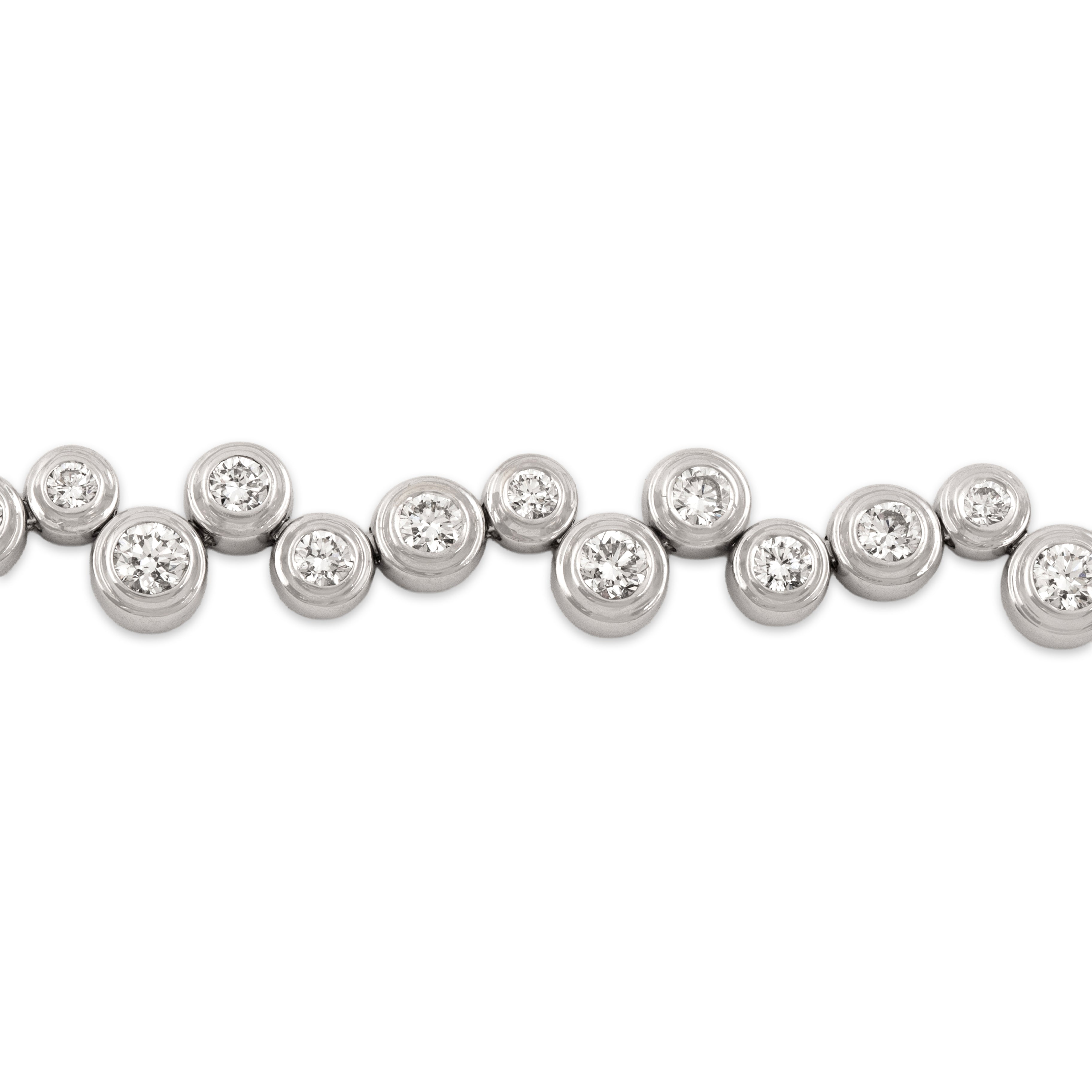 Vintage Substantial 18k White Gold 3.51cttw Diamond Incredible Bubble Bezel Tennis Bracelet - detail view #1