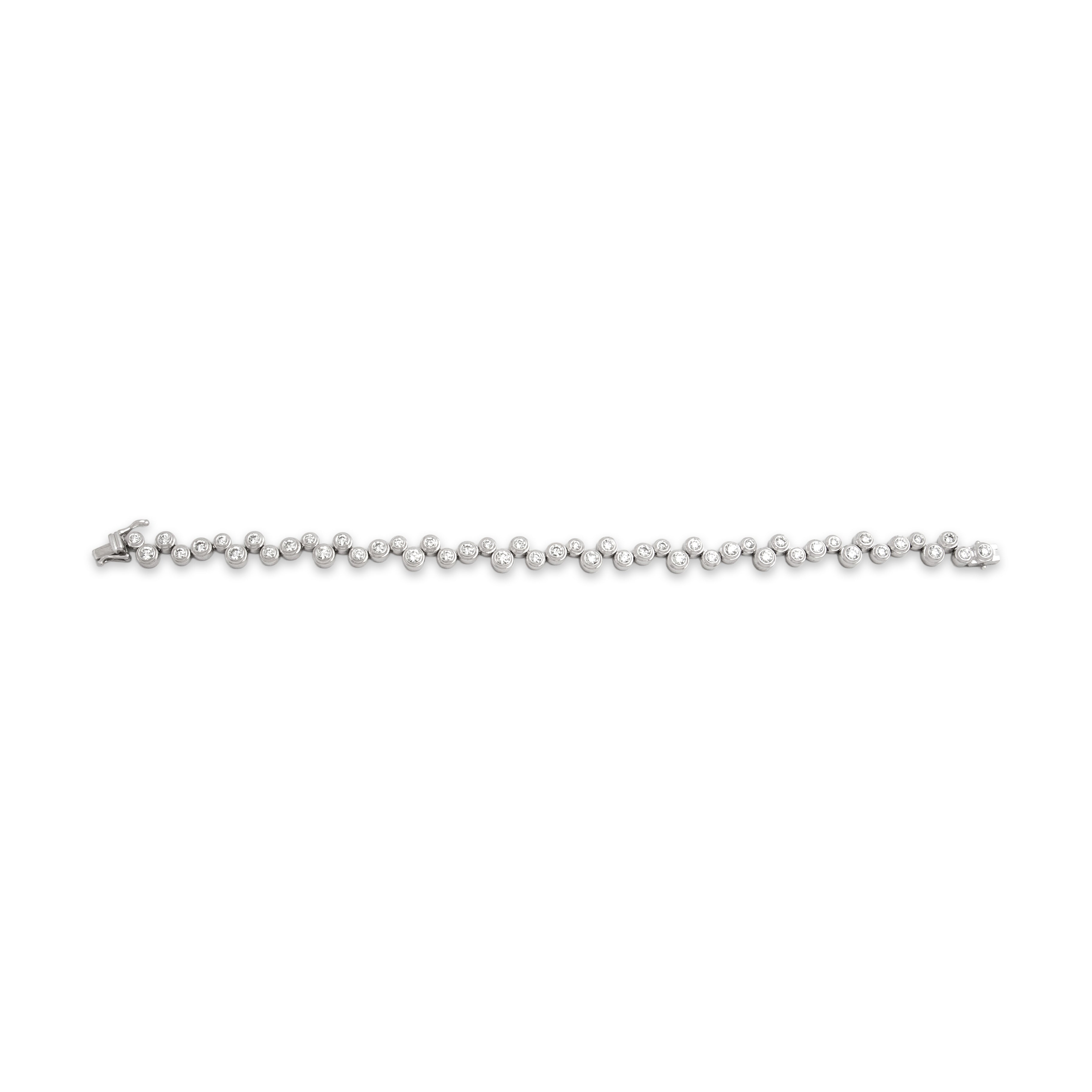 Vintage Substantial 18k White Gold 3.51cttw Diamond Incredible Bubble Bezel Tennis Bracelet - Overall view