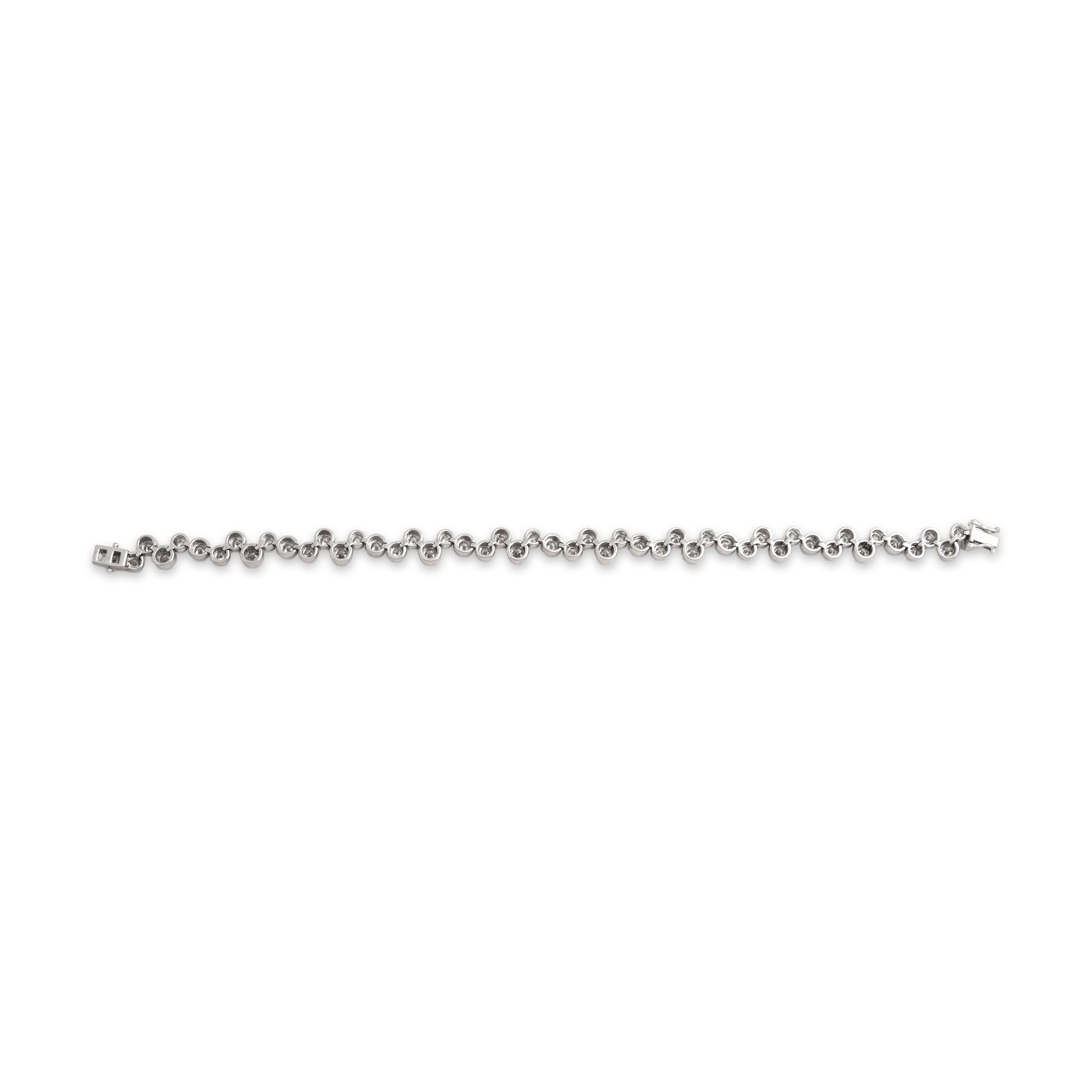 Vintage Substantial 18k White Gold 3.51cttw Diamond Incredible Bubble Bezel Tennis Bracelet - Back view