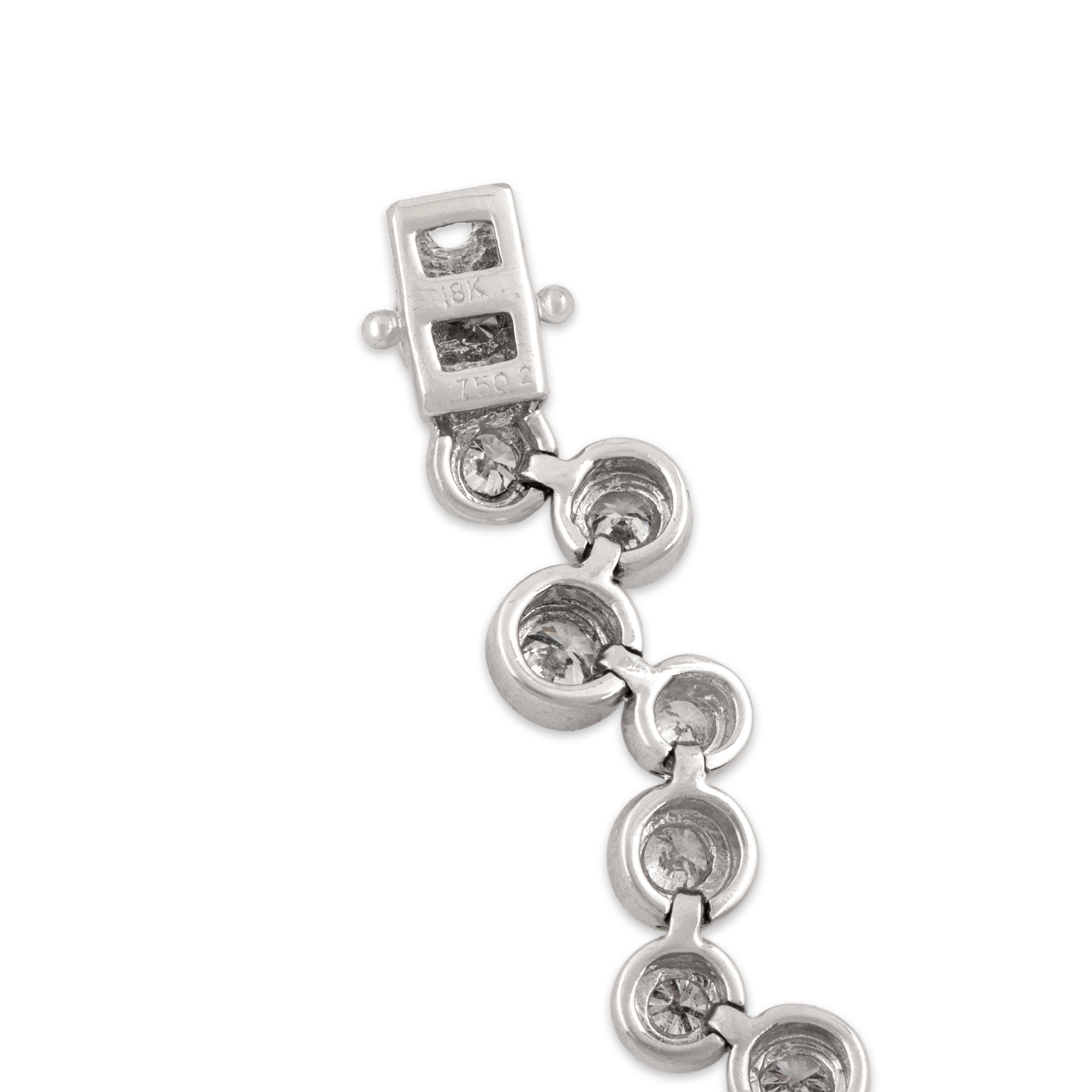 Vintage Substantial 18k White Gold 3.51cttw Diamond Incredible Bubble Bezel Tennis Bracelet - Hallmark view