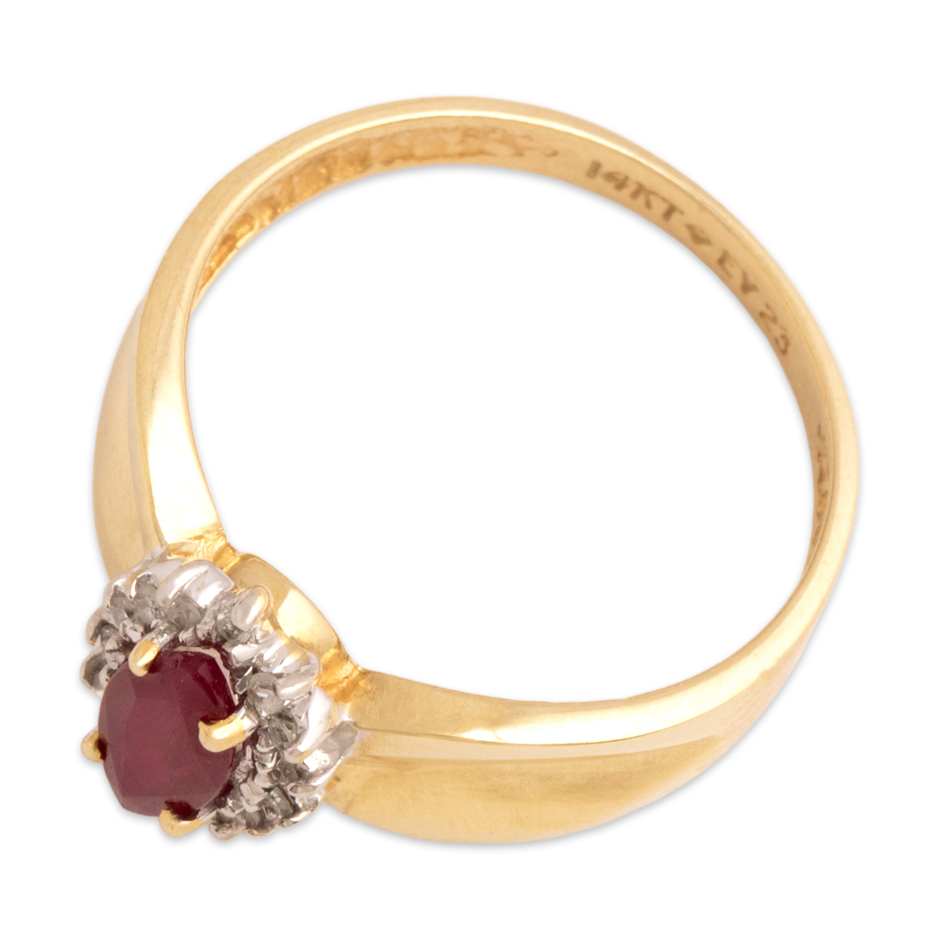 Vintage 14k Yellow Gold Ruby Diamond Bold Shoulder Marquise Ring 6.00