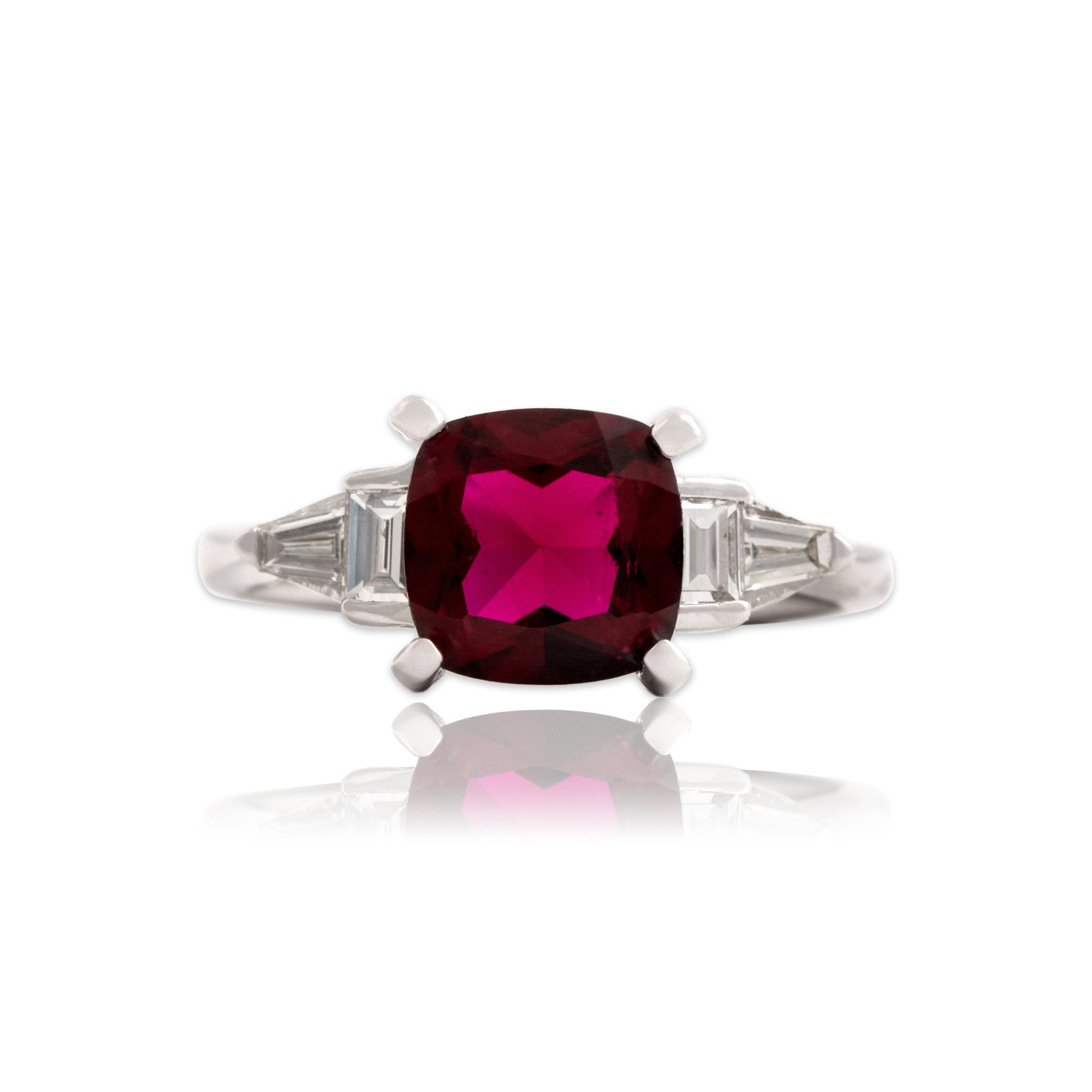 Vintage 14k White Gold [Custom Carat] Bold Sparkling Cushion Ring - Close-up view