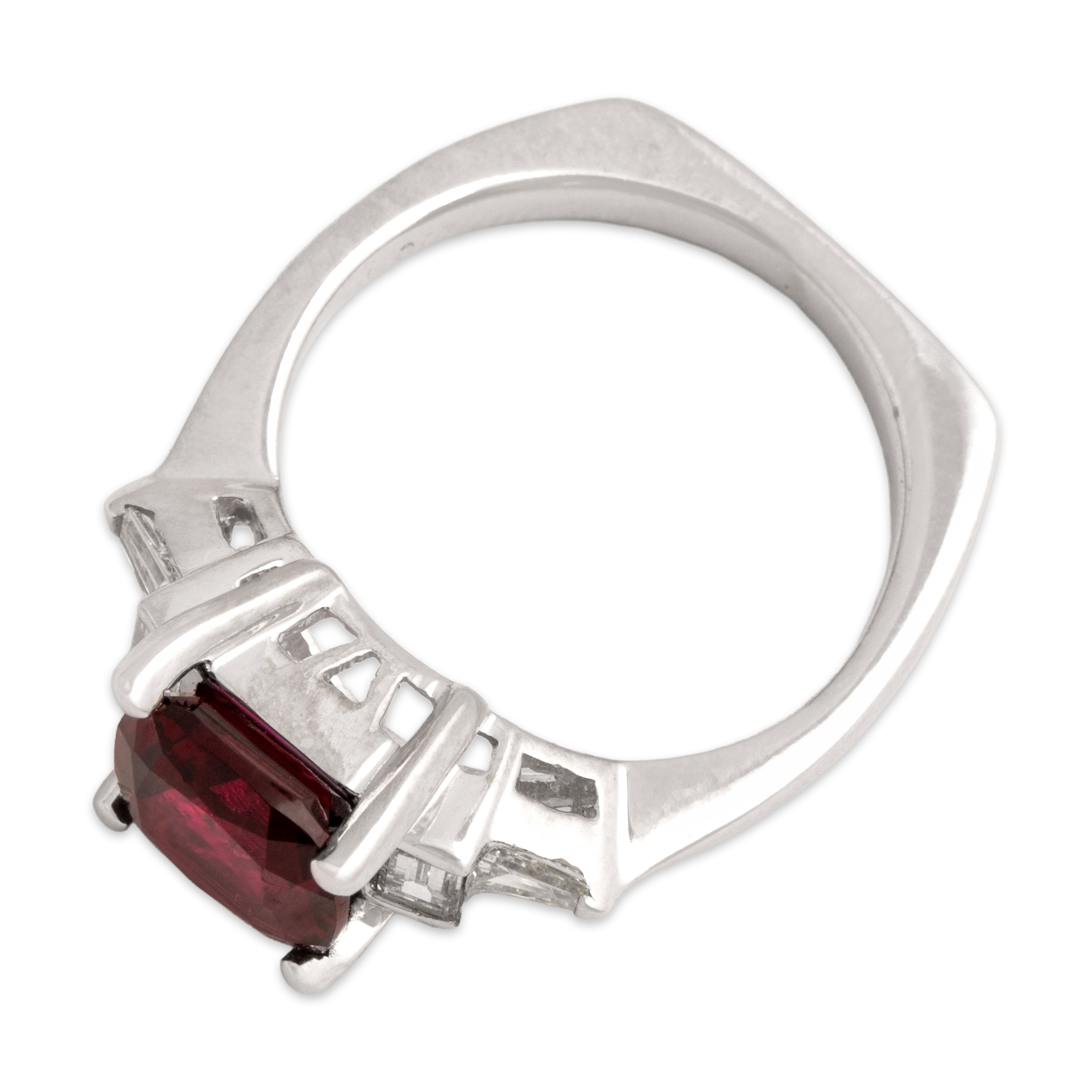 Vintage 14k White Gold [Custom Carat] Bold Sparkling Cushion Ring - Overall view
