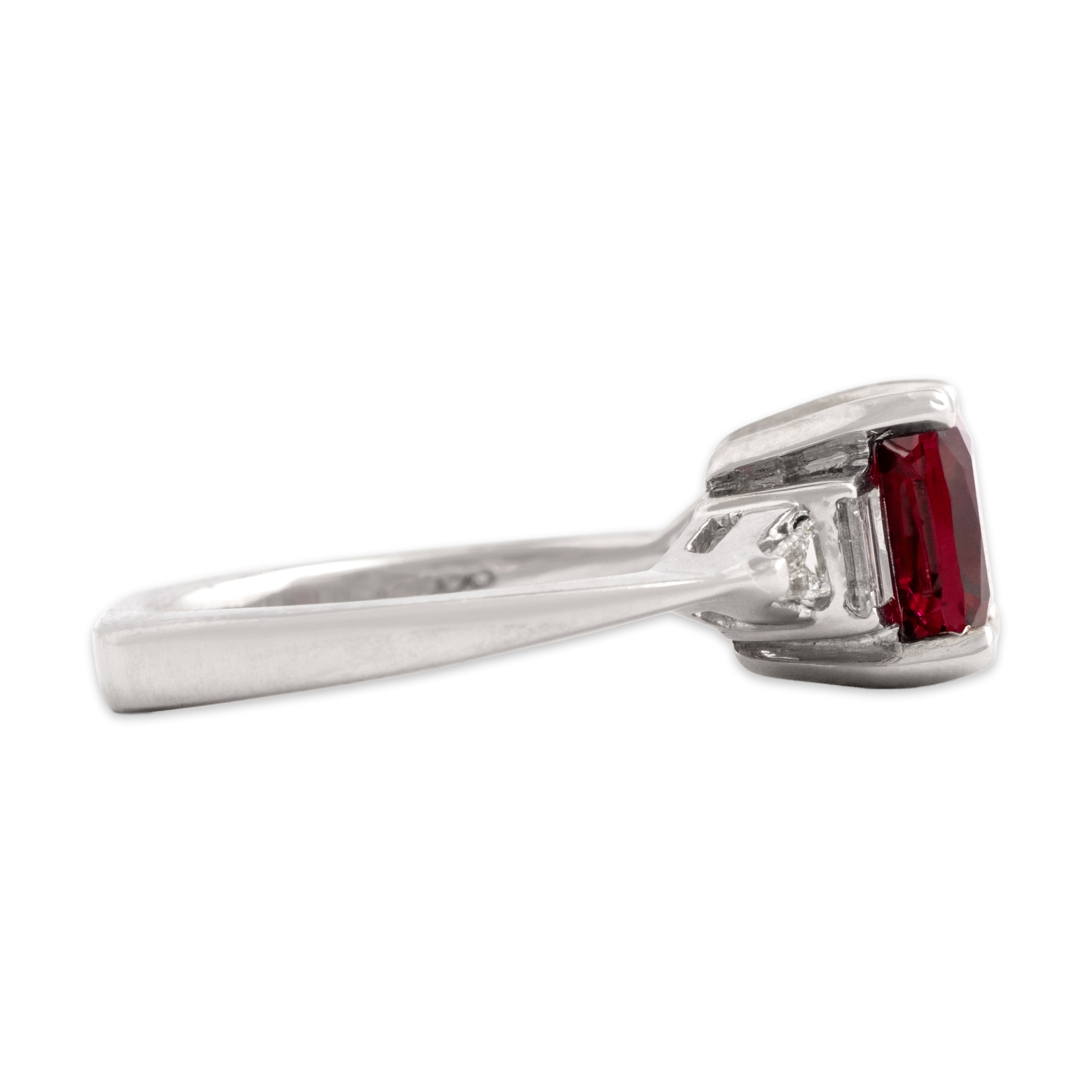 Vintage 14k White Gold [Custom Carat] Bold Sparkling Cushion Ring - Side view