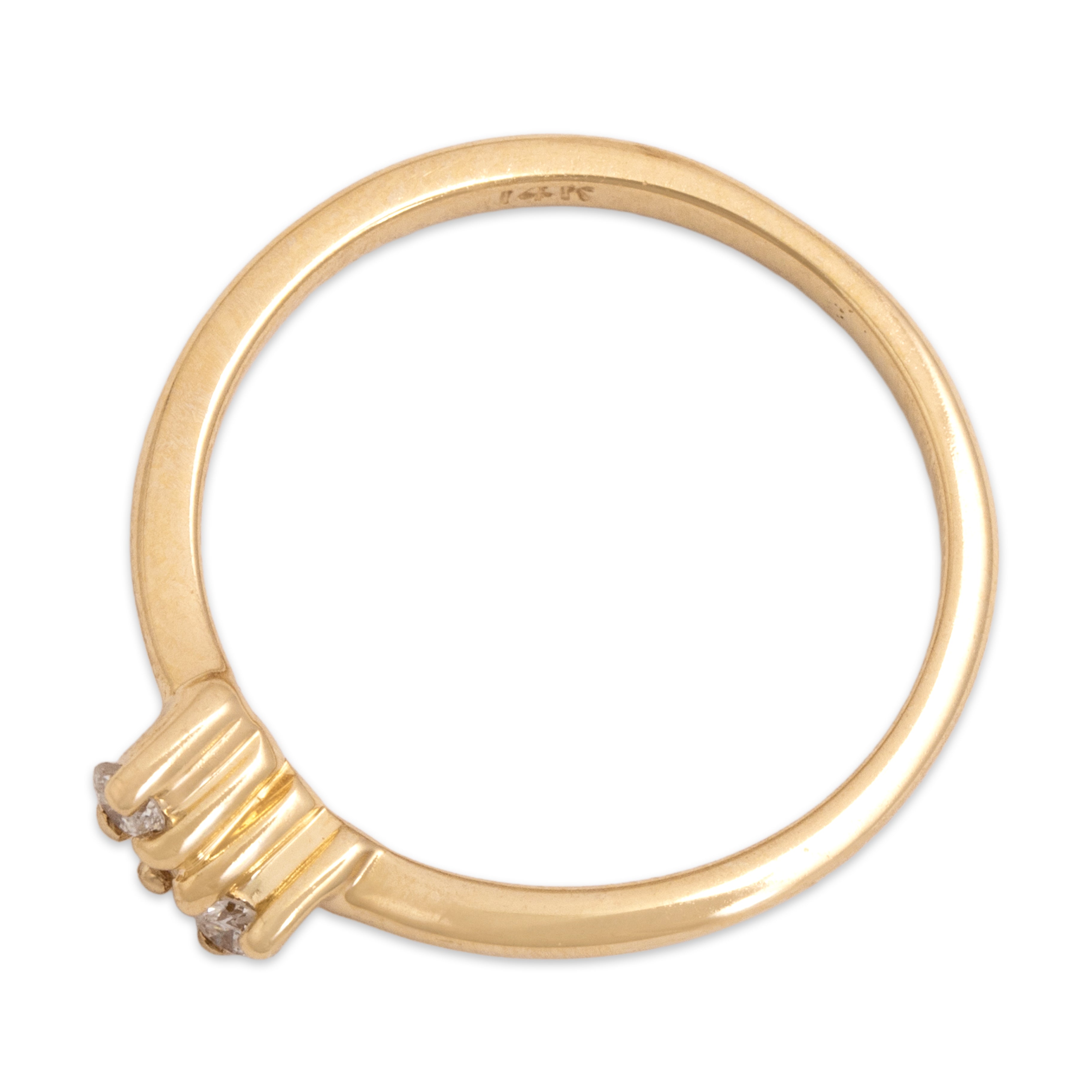 Vintage 14k Yellow Gold Diamond Dainty Zig-Zag Trio Ring - Overall view