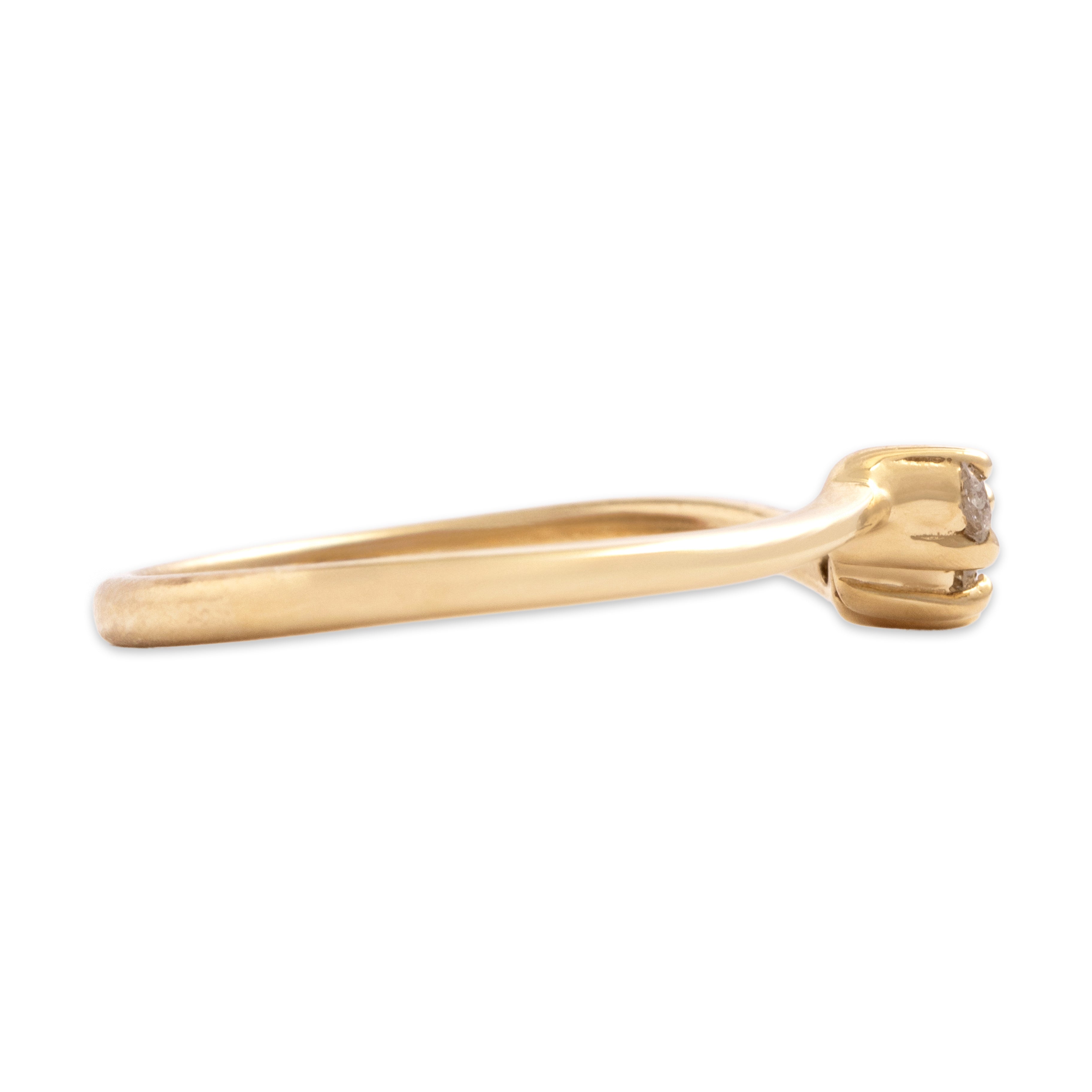 Vintage 14k Yellow Gold Diamond Dainty Zig-Zag Trio Ring - Side view
