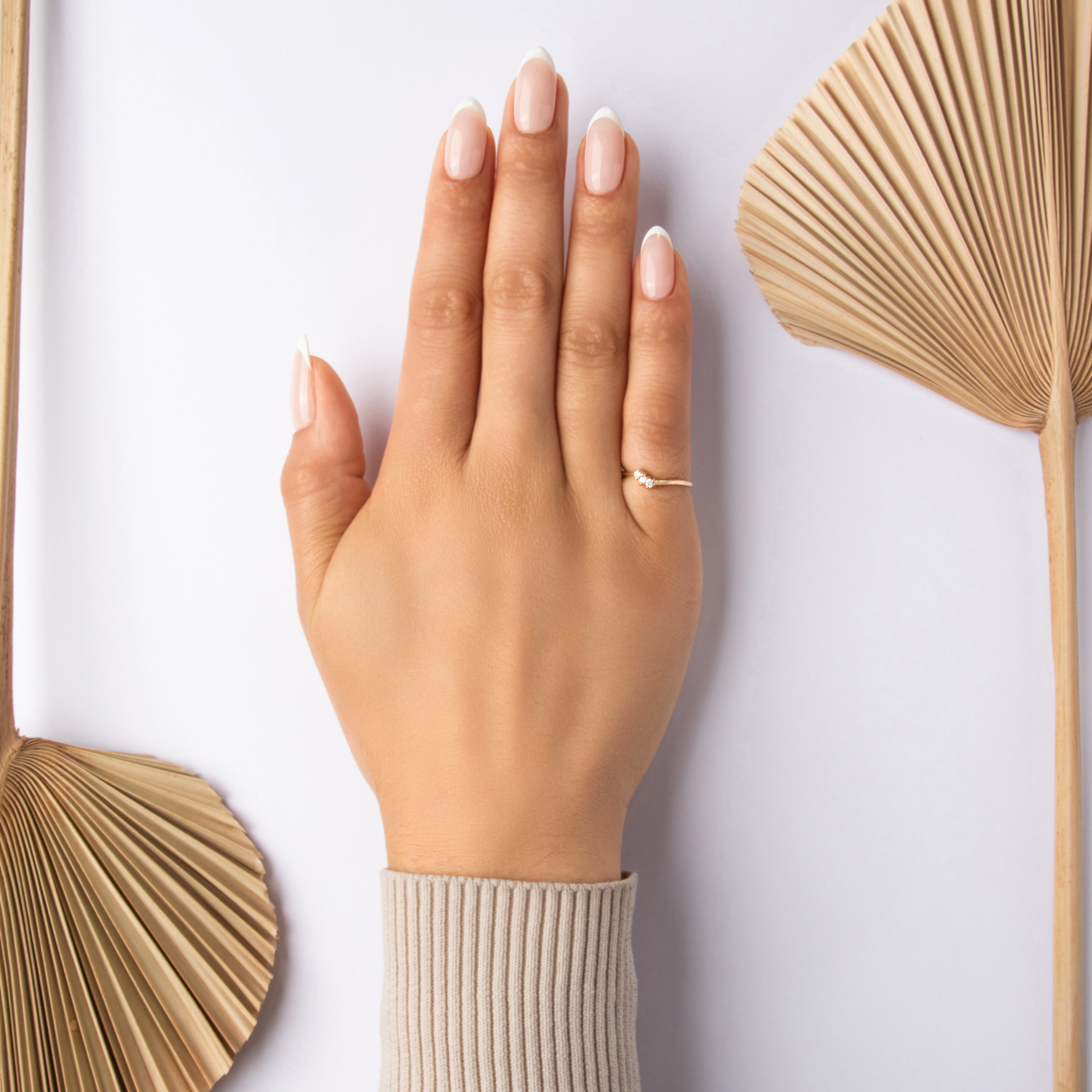 Vintage 14k Yellow Gold Diamond Dainty Zig-Zag Trio Ring 4.75