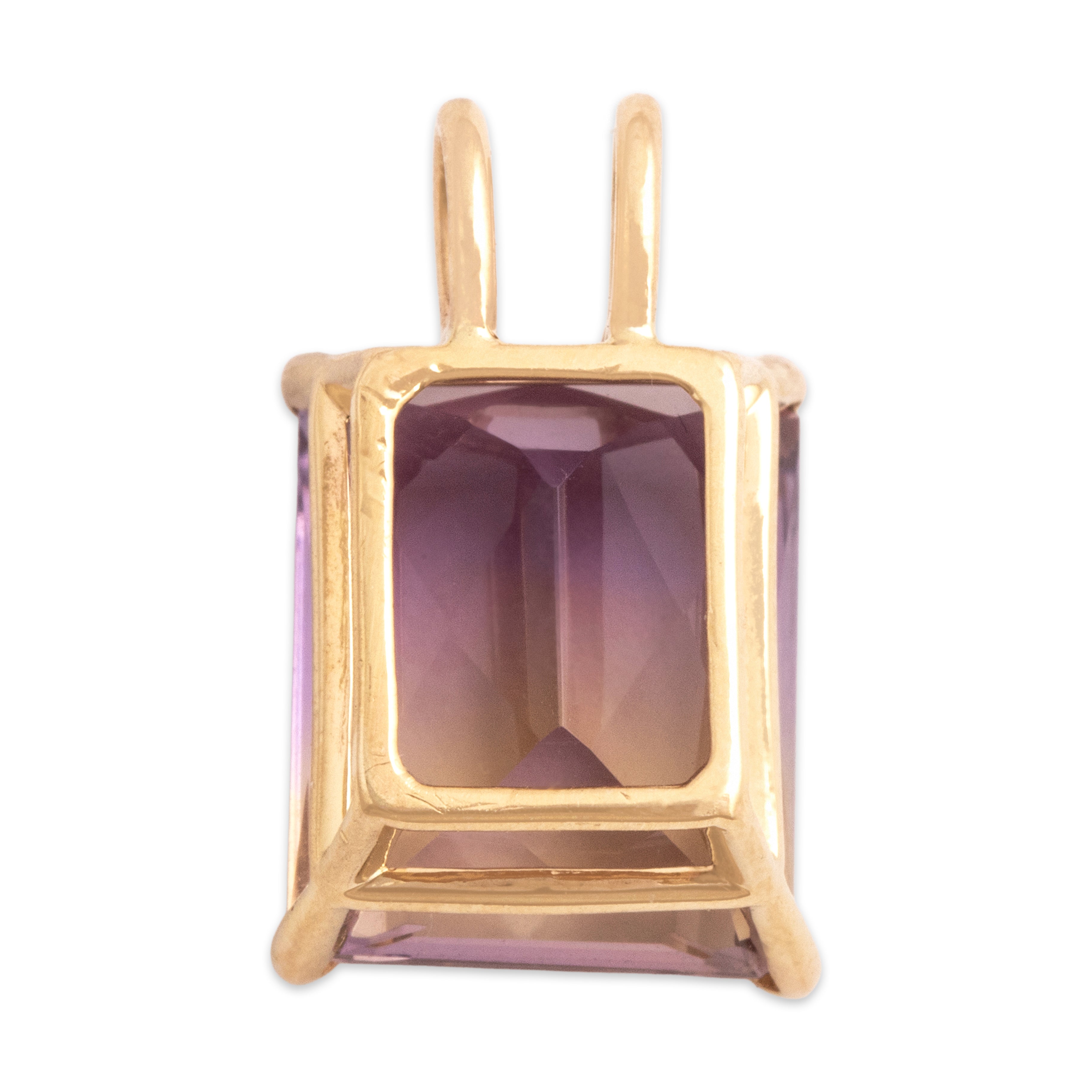Vintage 14k Yellow Gold 6.37ct Ametrine Chic Solitaire Pendant - Back view