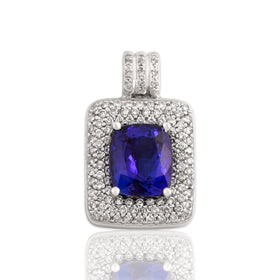 Vintage Large 14k White Gold 7.08ct Tanzanite 1.56cttw Diamond Incredible Pendant