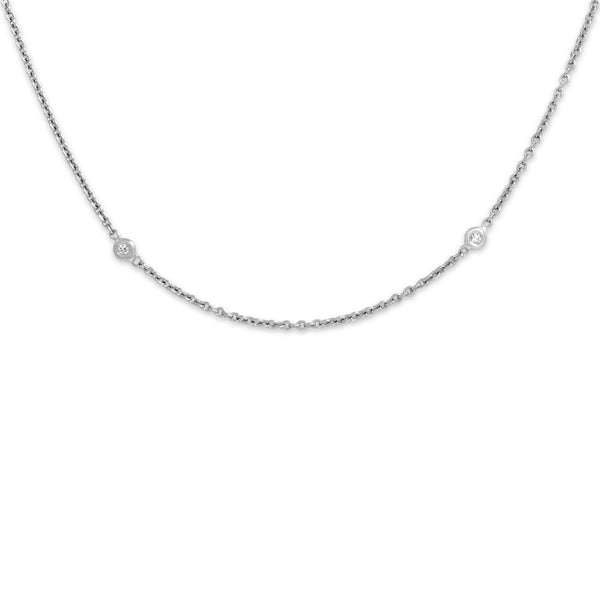 Vintage Italian 18k White Gold Diamond Delicate Dazzling Station Necklace 18