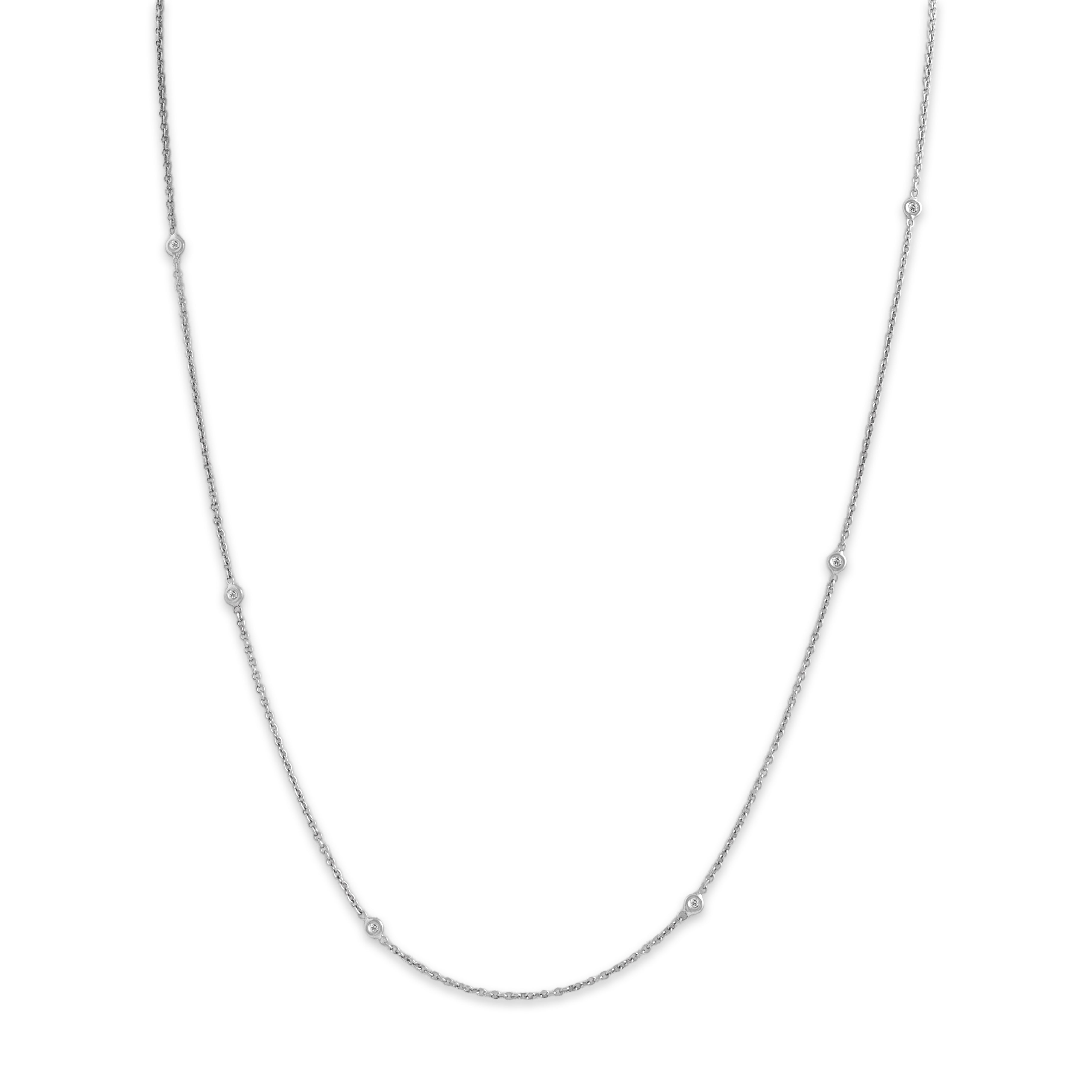 Vintage Italian 18k White Gold Diamond Delicate Dazzling Station Necklace - detail view #2