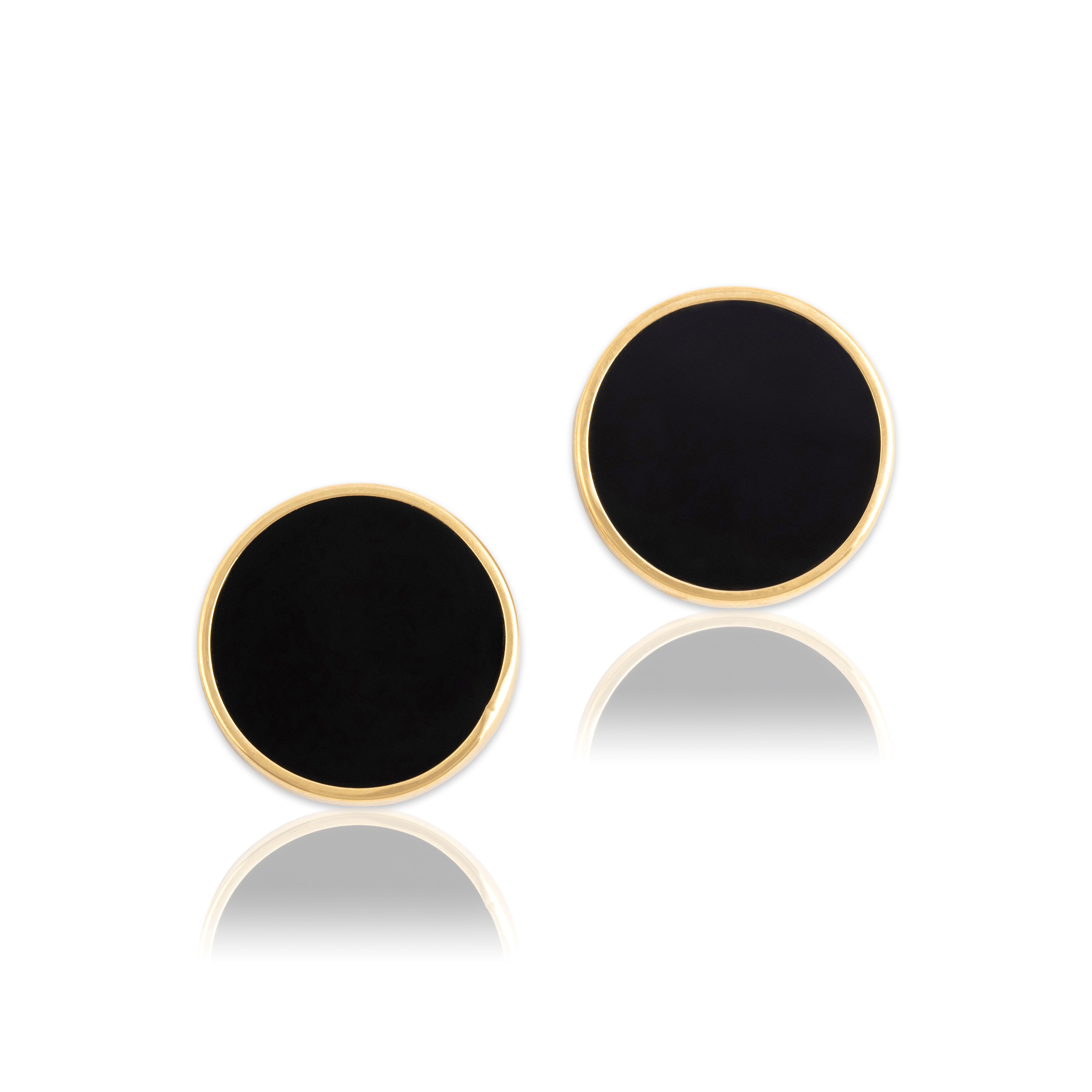 Vintage 14k Yellow Gold 9.92cttw Onyx Oversized Chic Statement Stud Earrings