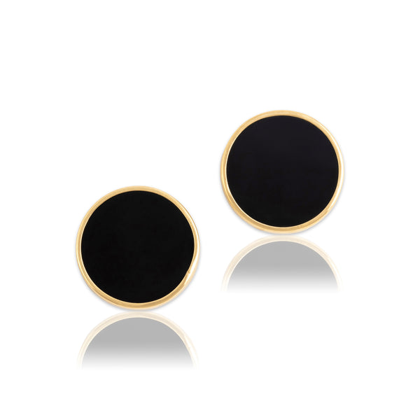 Vintage 14k Yellow Gold 9.92cttw Onyx Oversized Chic Statement Stud Earrings