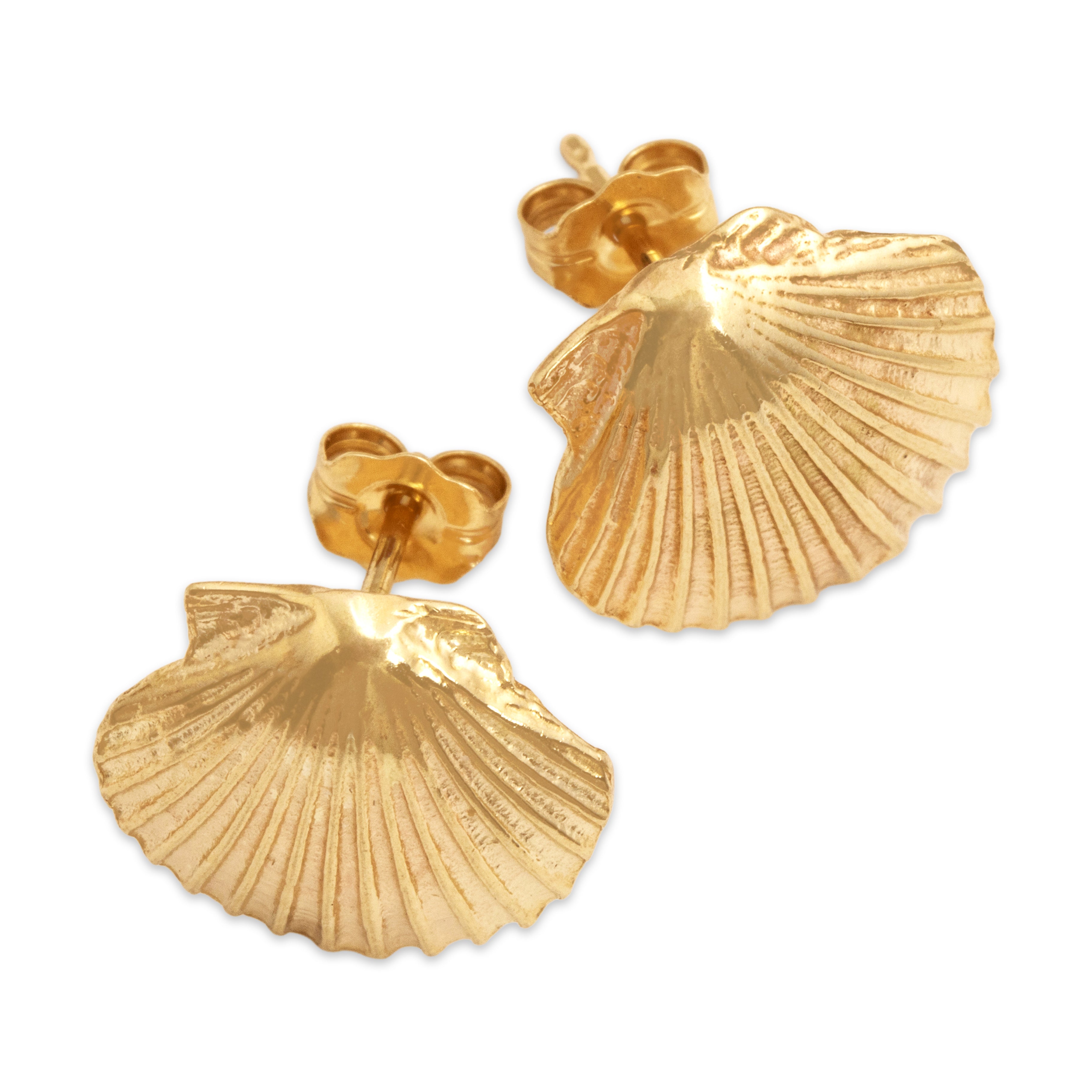 Vintage 14k Yellow Gold Seaside Chic Stud Earrings - Overall view