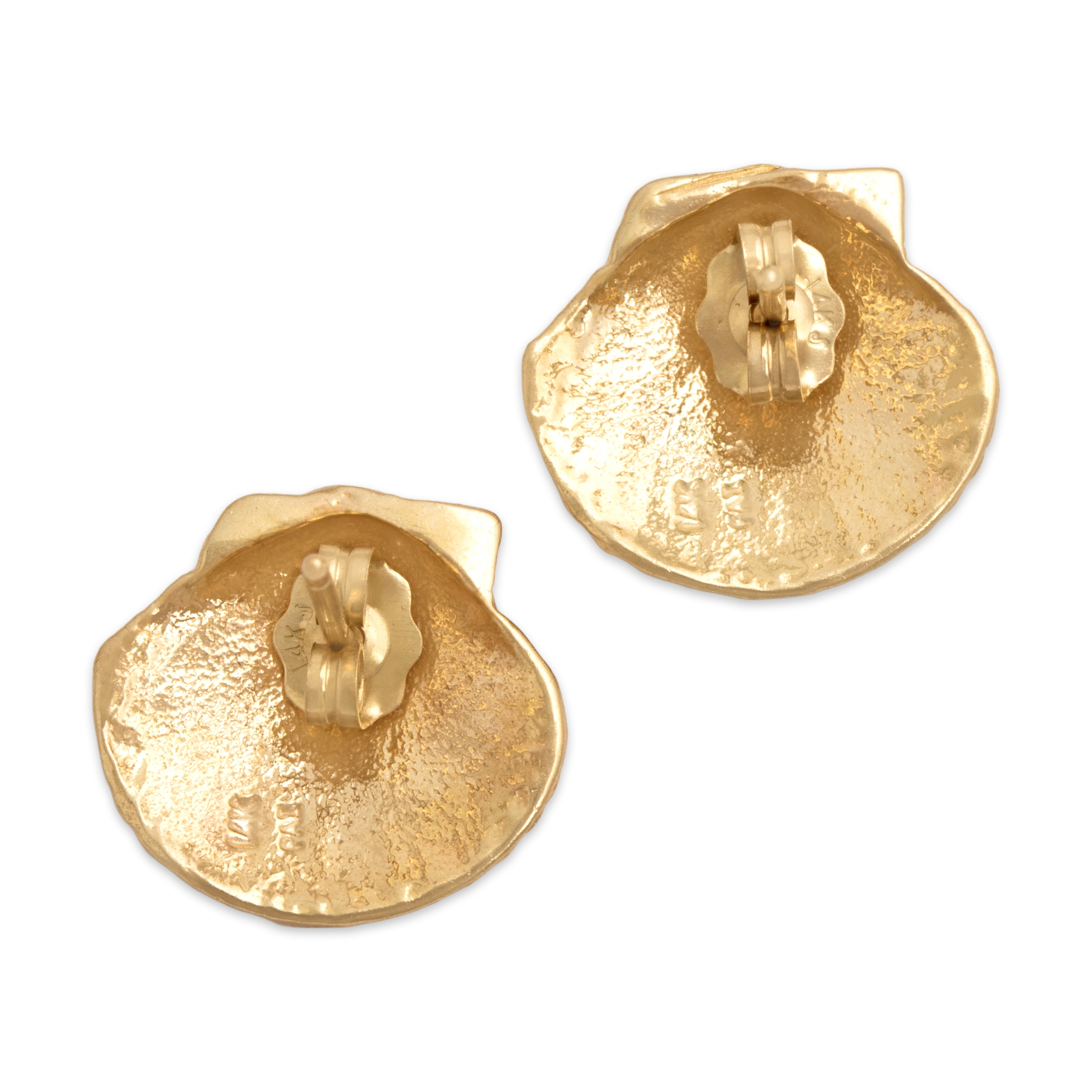 Vintage 14k Yellow Gold Seaside Chic Stud Earrings - Back view