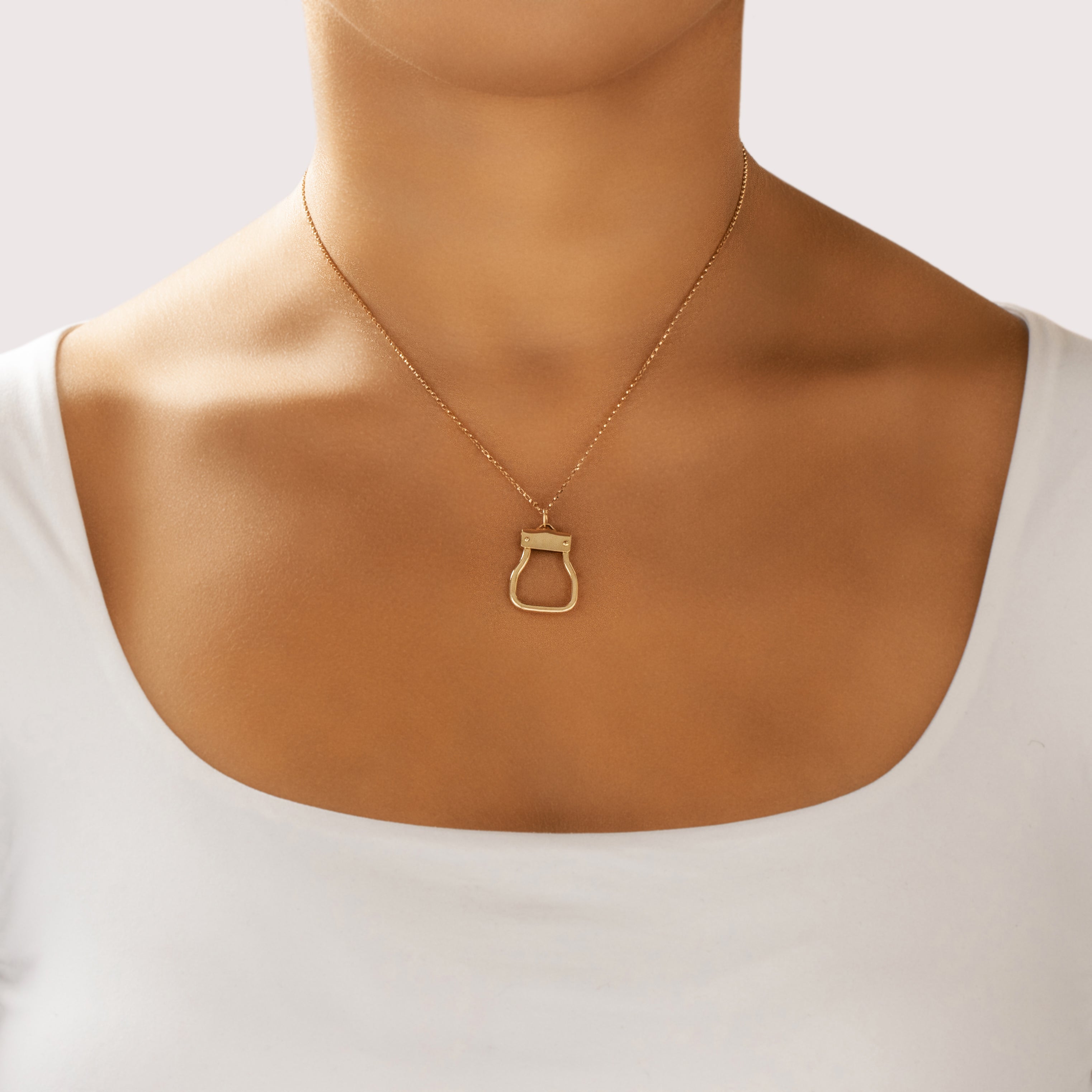 Vintage 14k Yellow Gold Functional Charm Clip Pendant - On model view