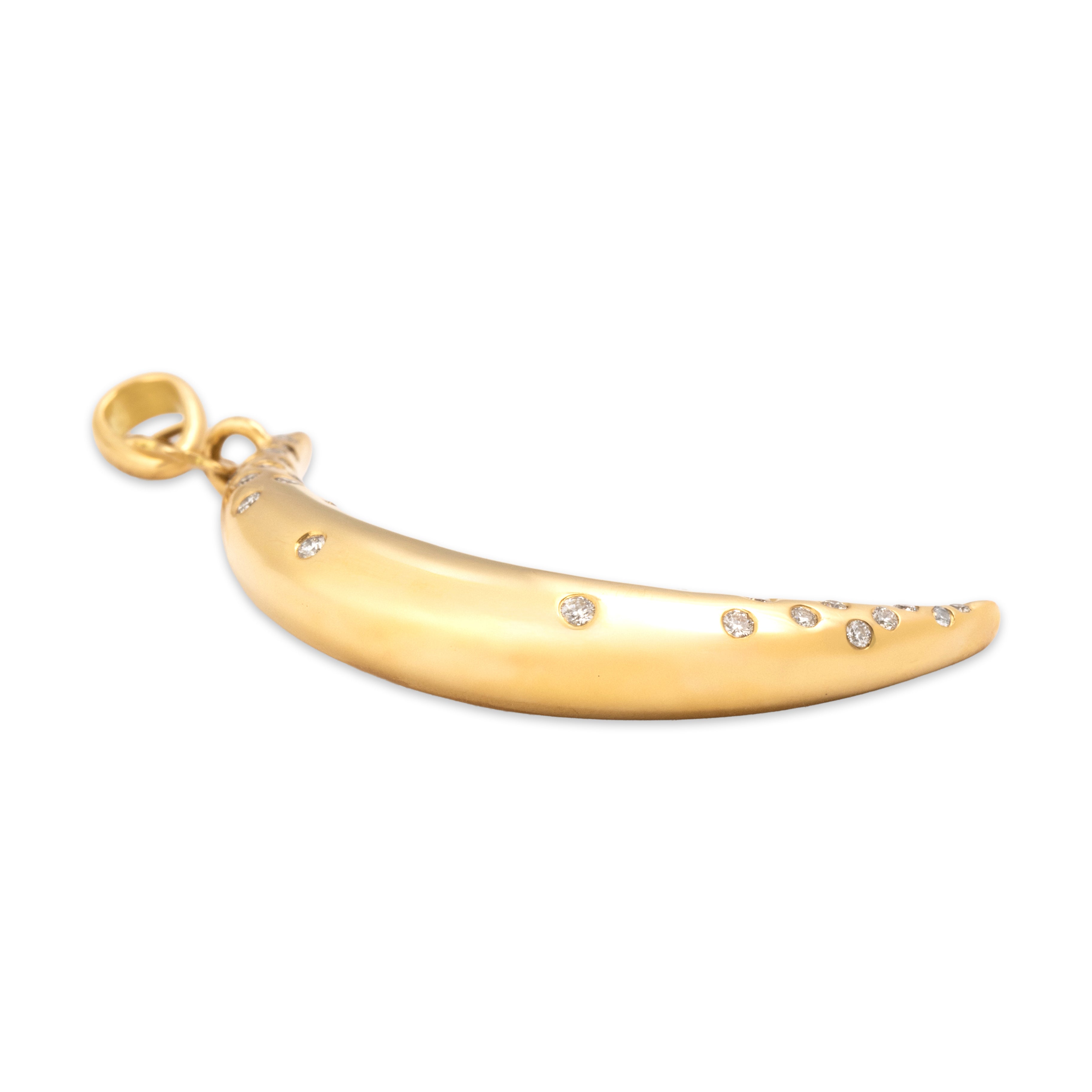 Vintage 18k Yellow Gold Diamond Starry Night Crescent Moon Charm / Pendant - Side view