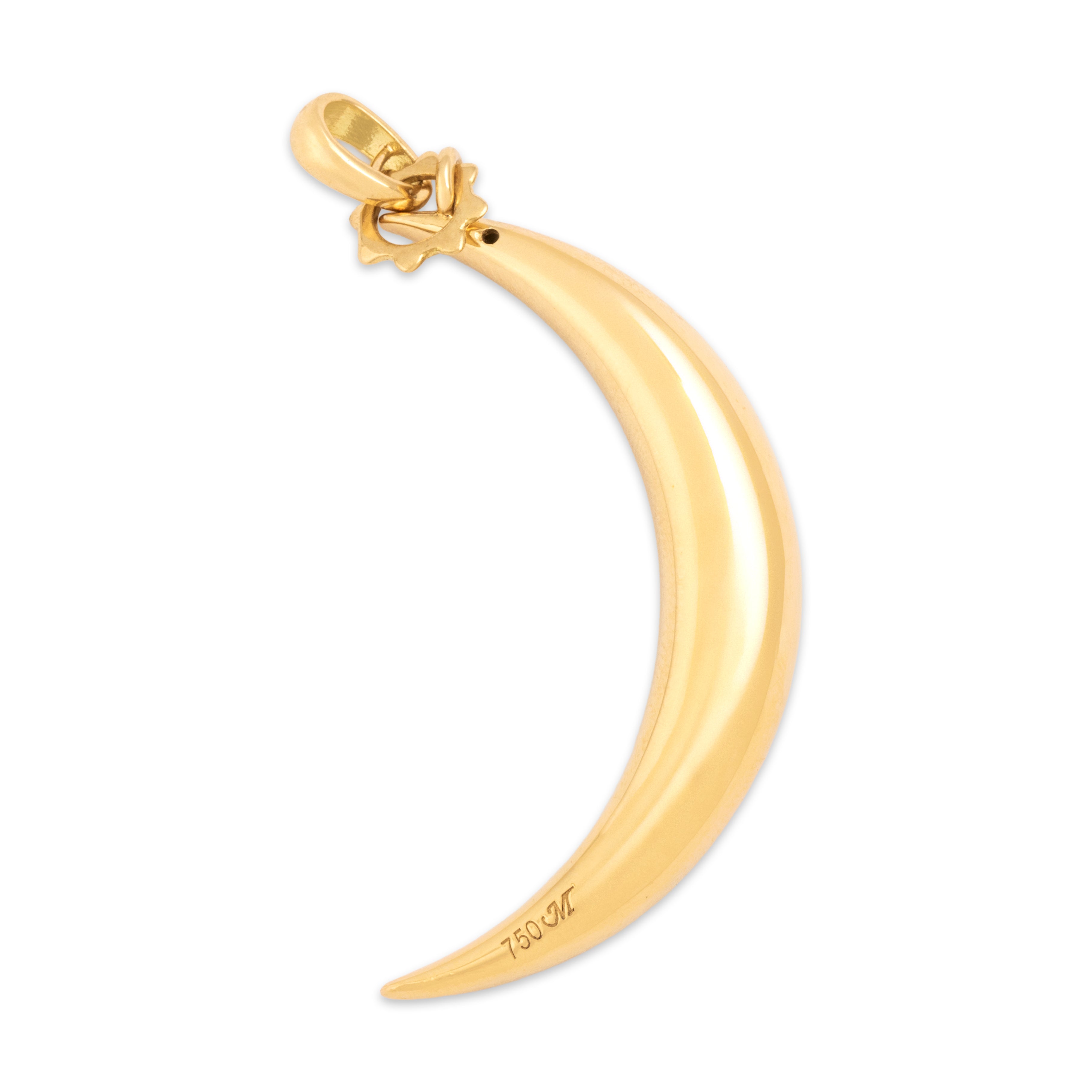Vintage 18k Yellow Gold Diamond Starry Night Crescent Moon Charm / Pendant - Back view