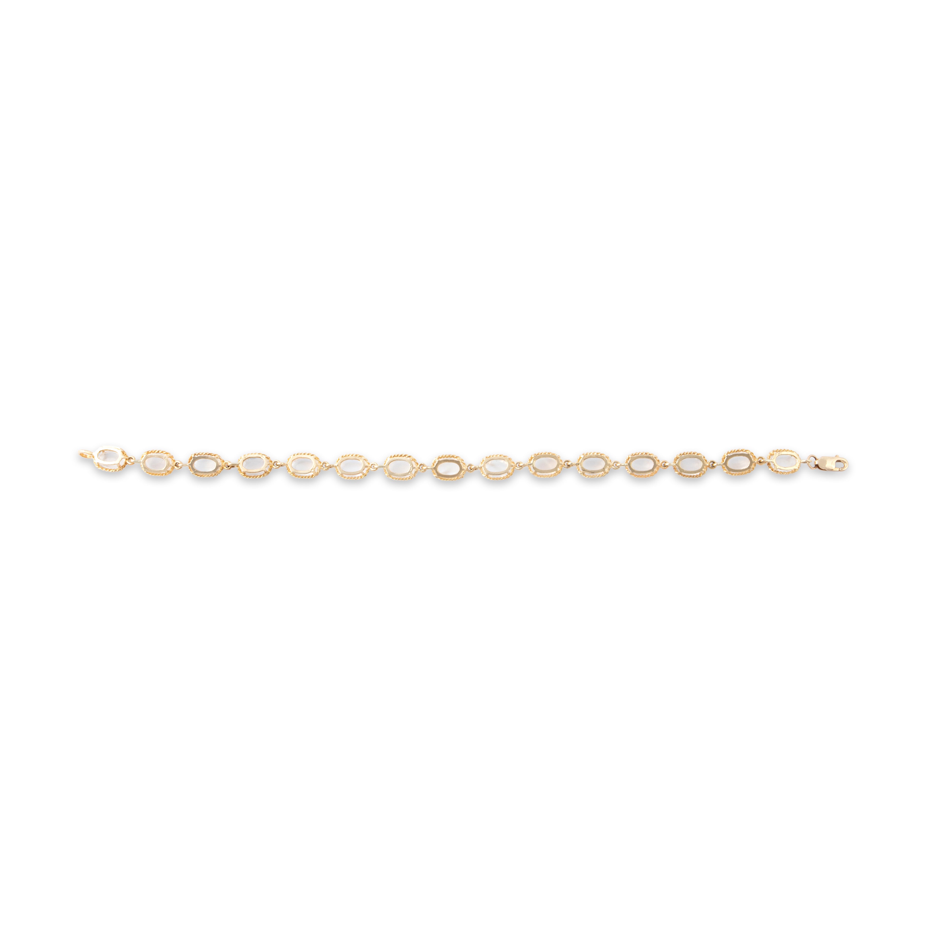 Vintage 10k Yellow Gold 10.2cttw Moonstone Glowing Cable-Framed Cabochon Line Bracelet - Overall view