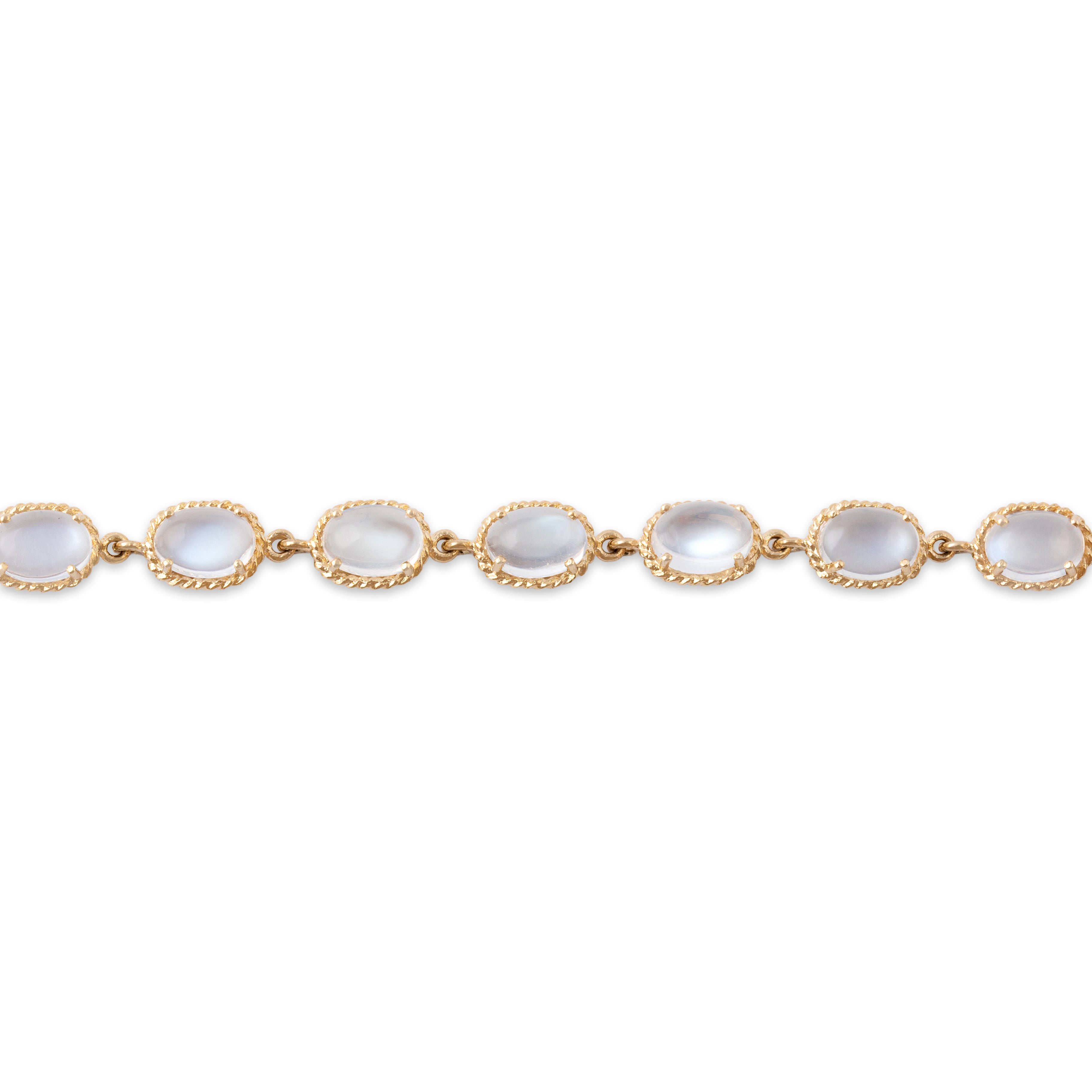Vintage 10k Yellow Gold 10.2cttw Moonstone Glowing Cable-Framed Line Bracelet 7