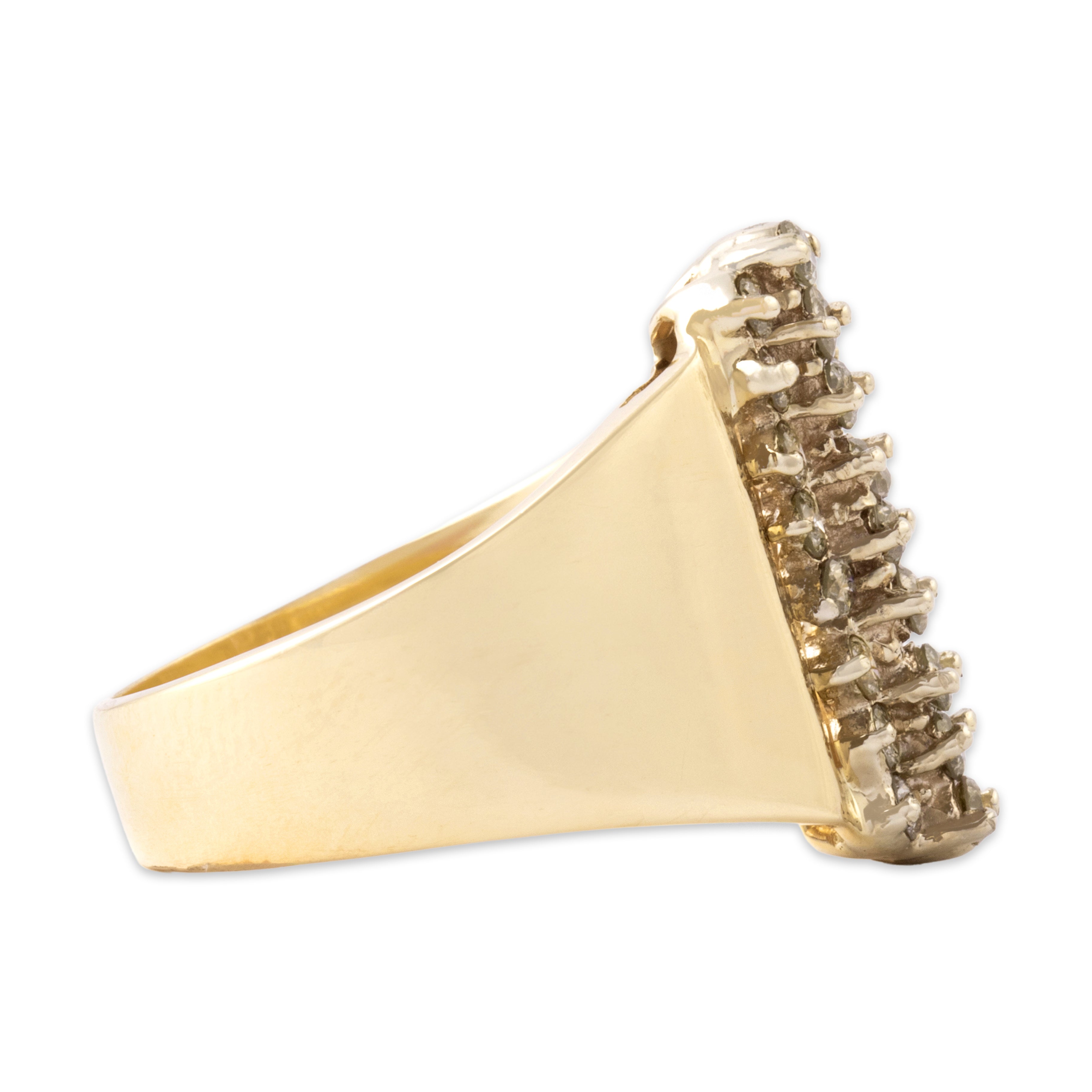 Vintage 14k Yellow & White Gold .6cttw Diamond Glittering Wide Cluster Ring 7.25